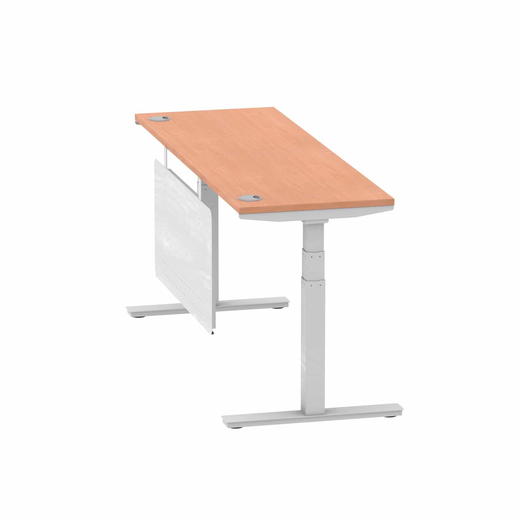 Air Height Adjustable Slimline Desk With Cable Ports With Steel Modesty Panel - Image 194