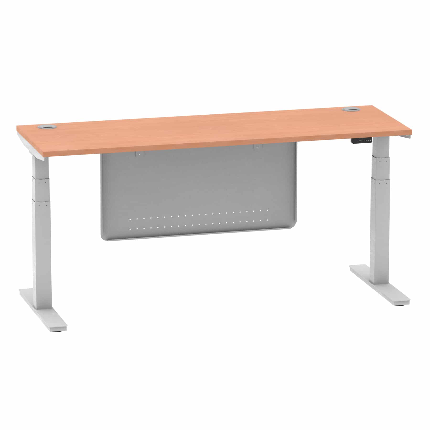 Air Height Adjustable Slimline Desk With Cable Ports With Steel Modesty Panel - Image 196