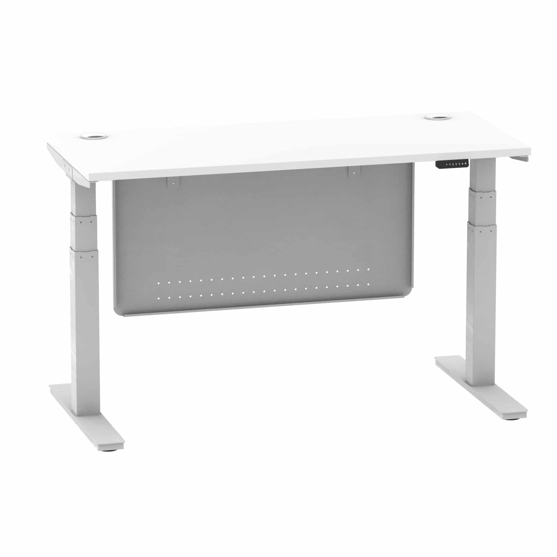 Air Height Adjustable Slimline Desk With Cable Ports With Steel Modesty Panel - Image 82