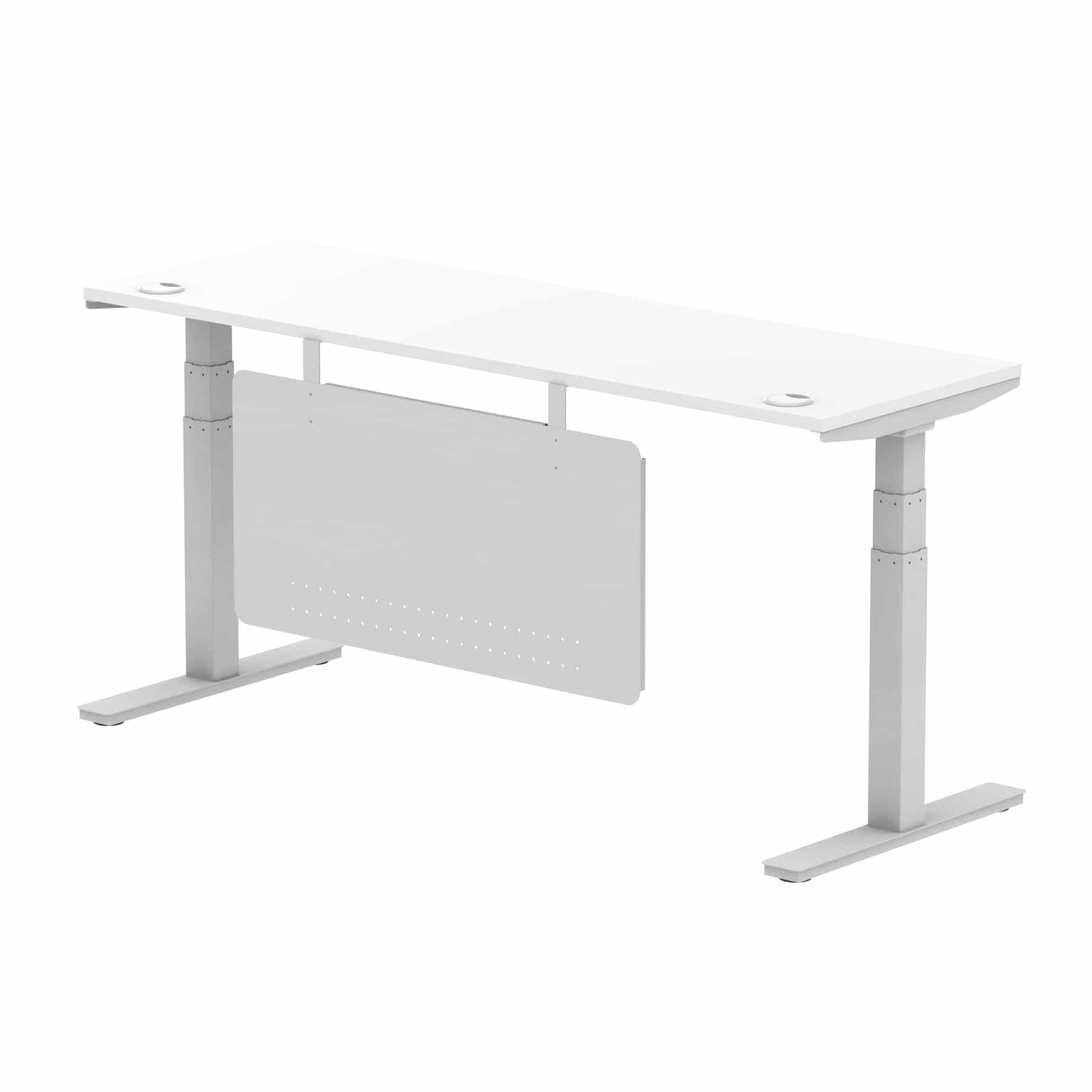 Air Height Adjustable Slimline Desk With Cable Ports With Steel Modesty Panel - Image 241