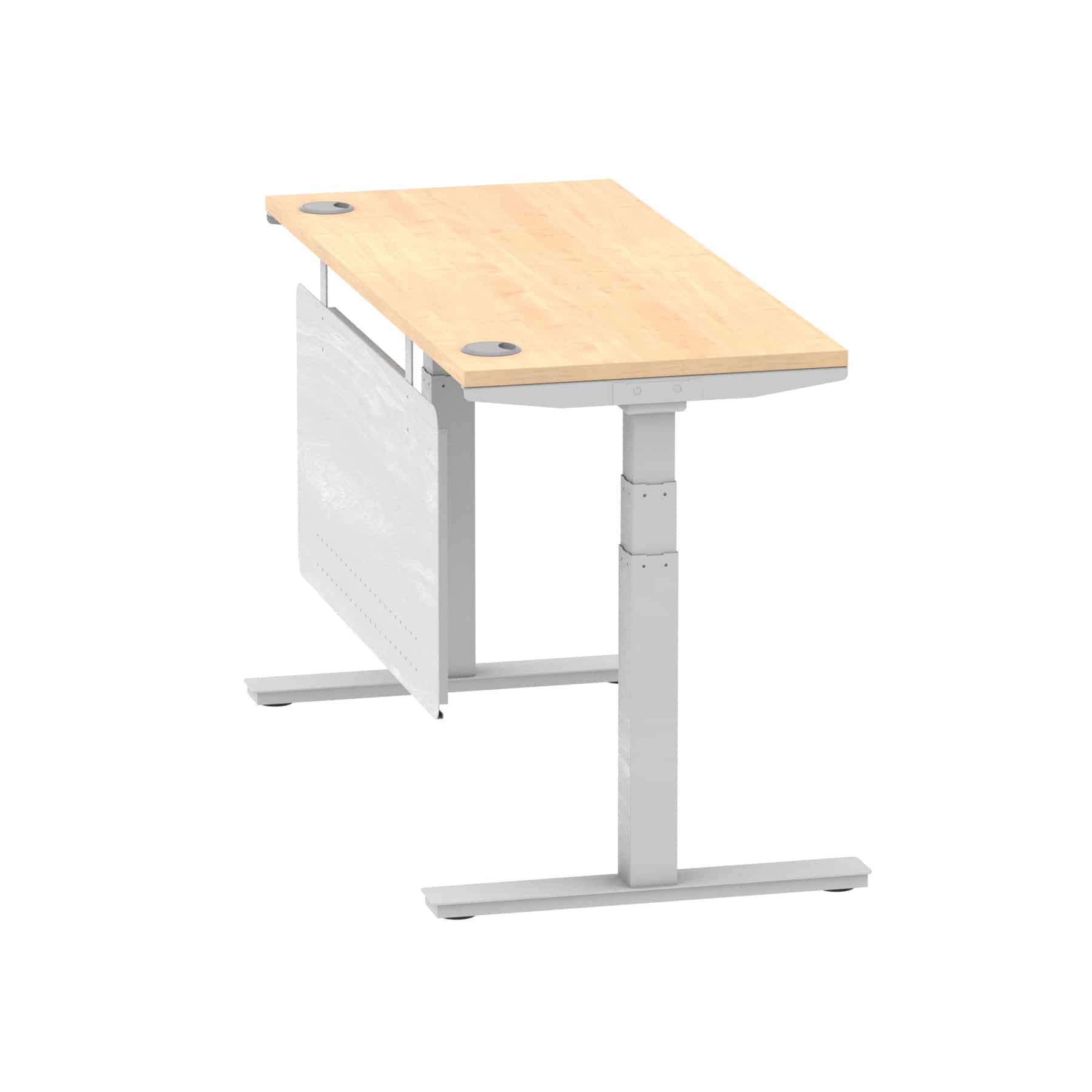 Air Height Adjustable Slimline Desk With Cable Ports With Steel Modesty Panel - Image 104