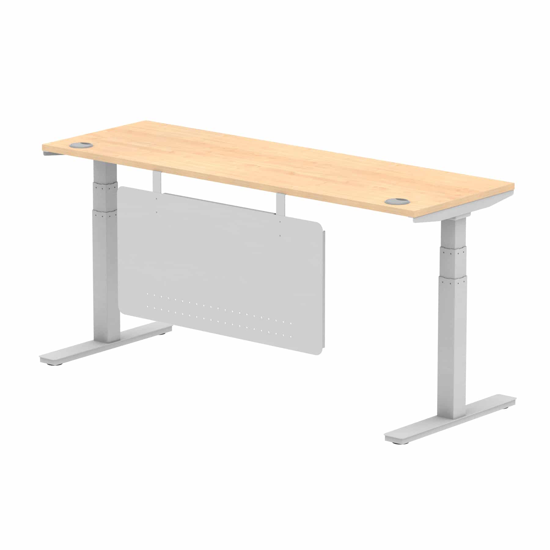 Air Height Adjustable Slimline Desk With Cable Ports With Steel Modesty Panel - Image 265