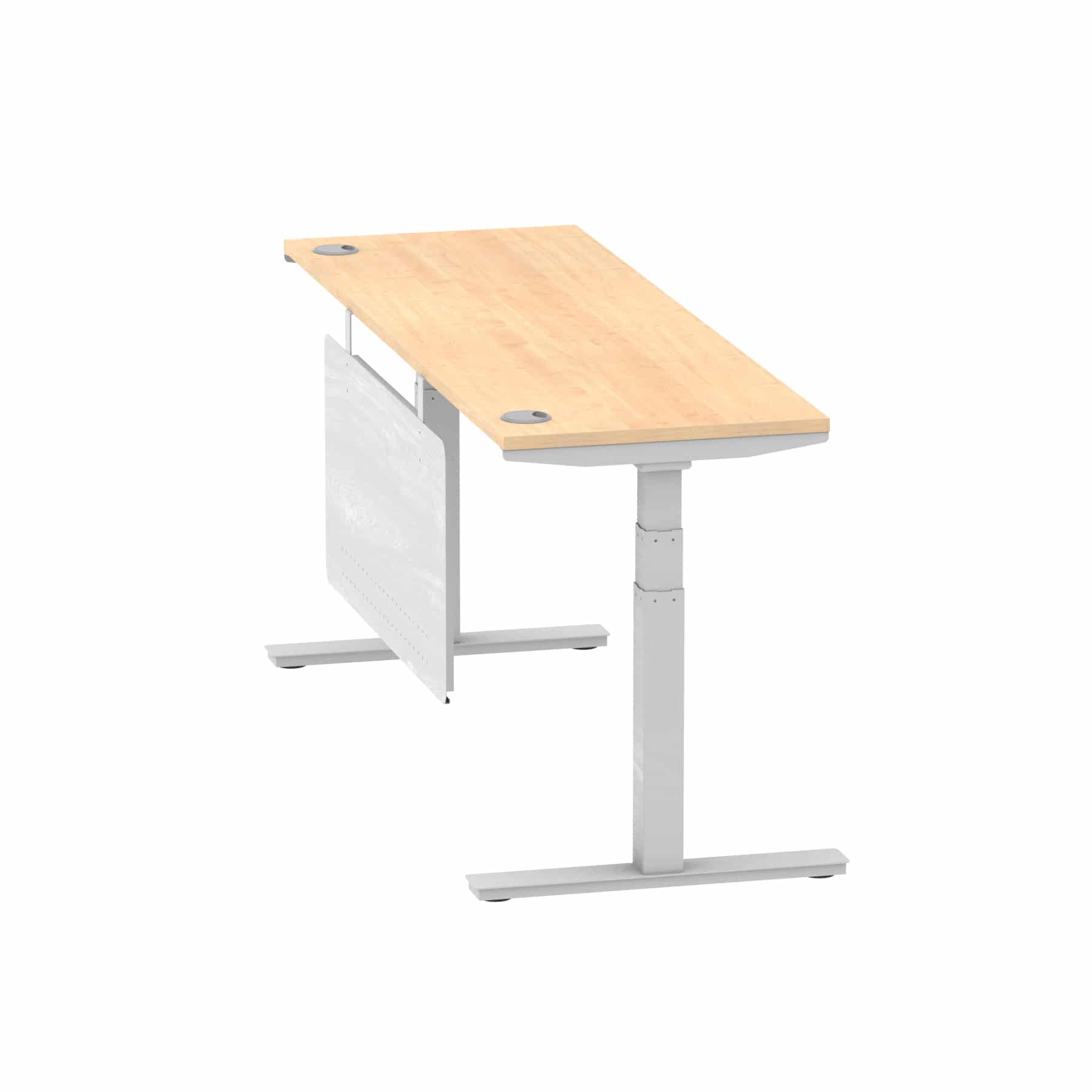 Air Height Adjustable Slimline Desk With Cable Ports With Steel Modesty Panel - Image 266