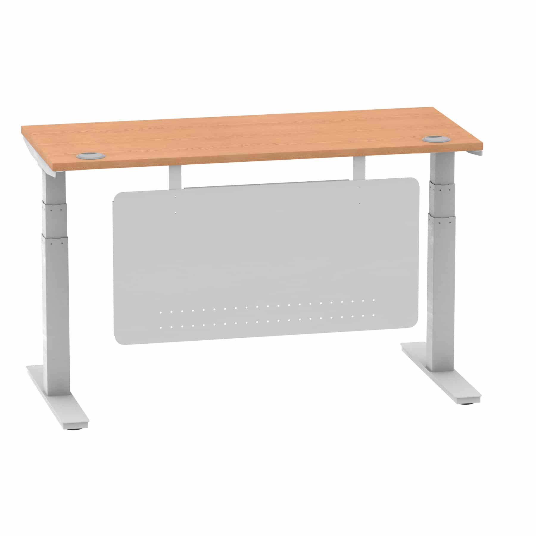 Air Height Adjustable Slimline Desk With Cable Ports With Steel Modesty Panel - Image 126