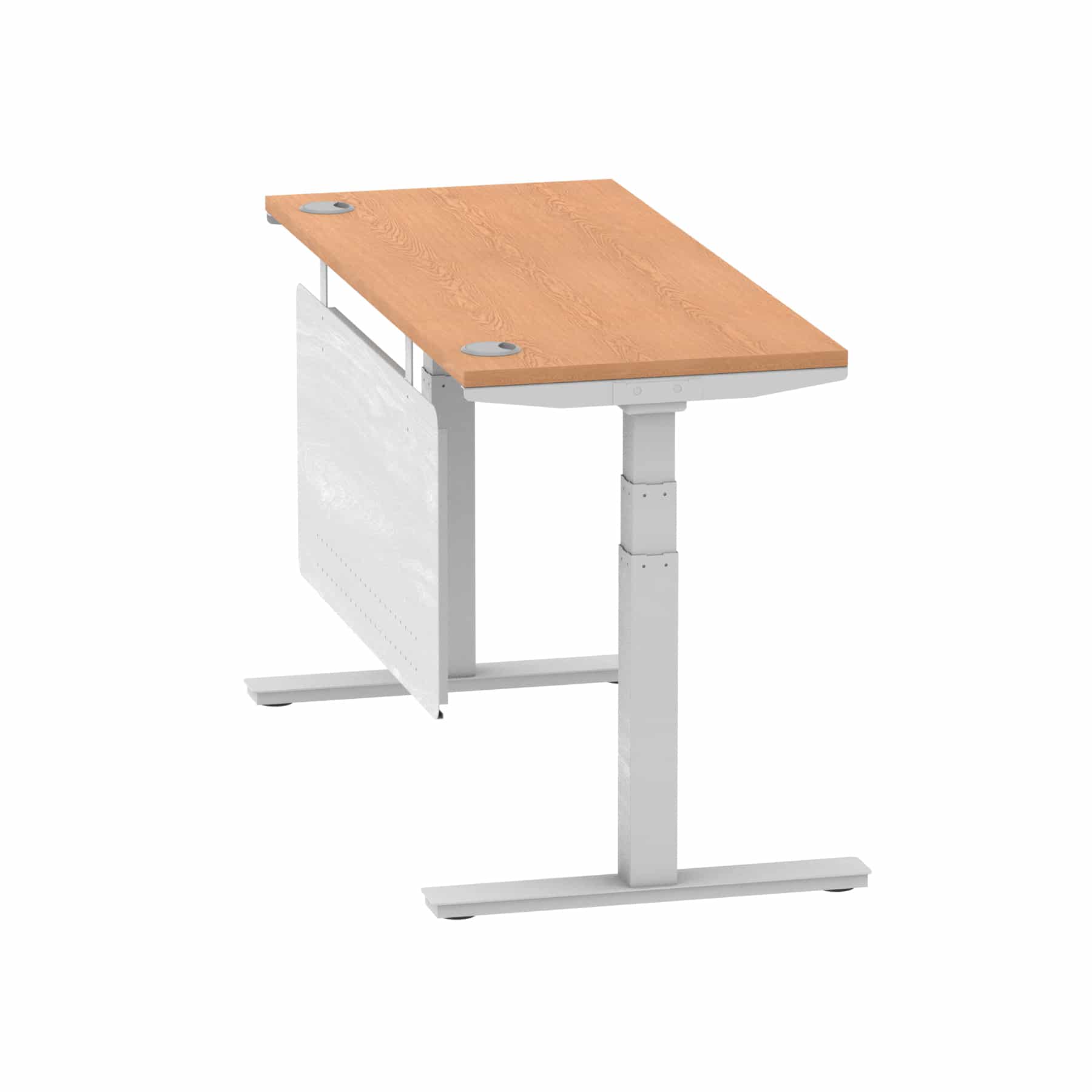 Air Height Adjustable Slimline Desk With Cable Ports With Steel Modesty Panel - Image 128