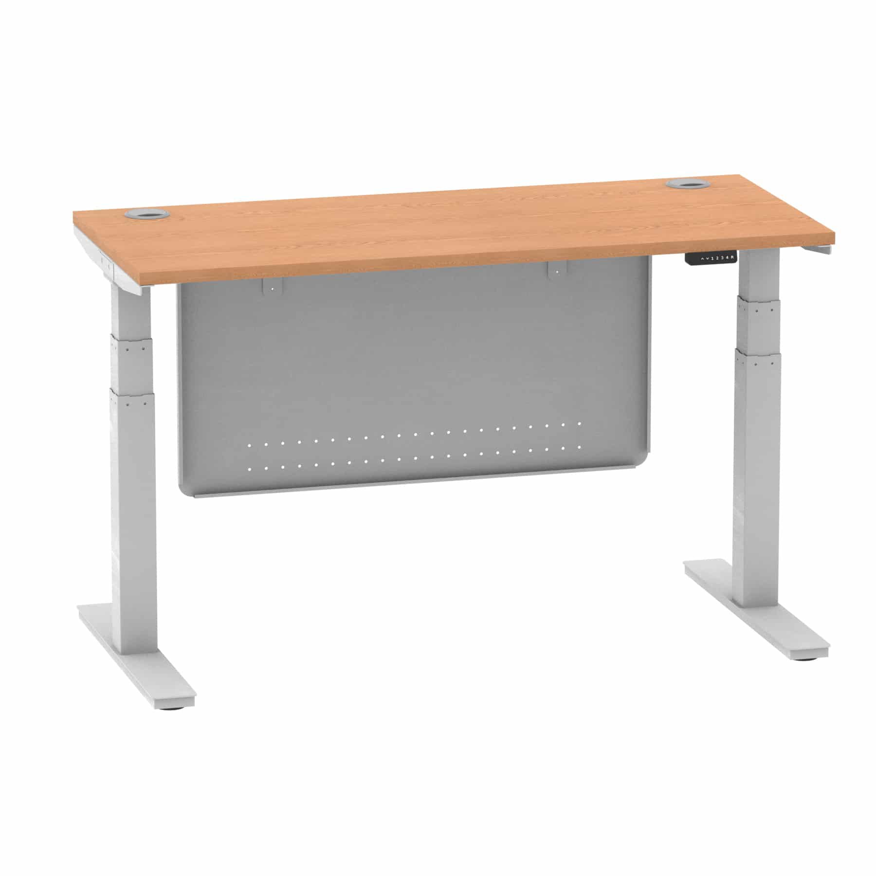 Air Height Adjustable Slimline Desk With Cable Ports With Steel Modesty Panel - Image 130