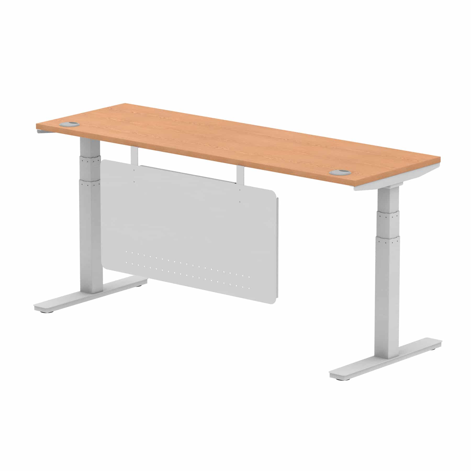 Air Height Adjustable Slimline Desk With Cable Ports With Steel Modesty Panel - Image 289