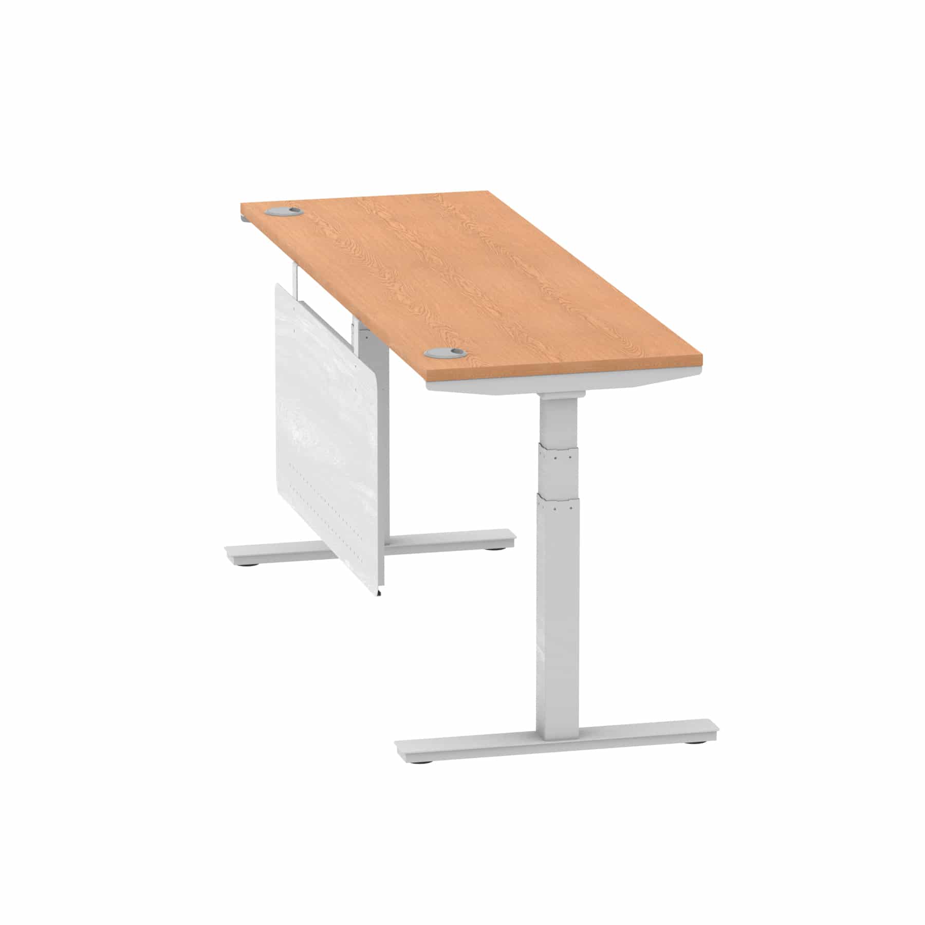 Air Height Adjustable Slimline Desk With Cable Ports With Steel Modesty Panel - Image 290