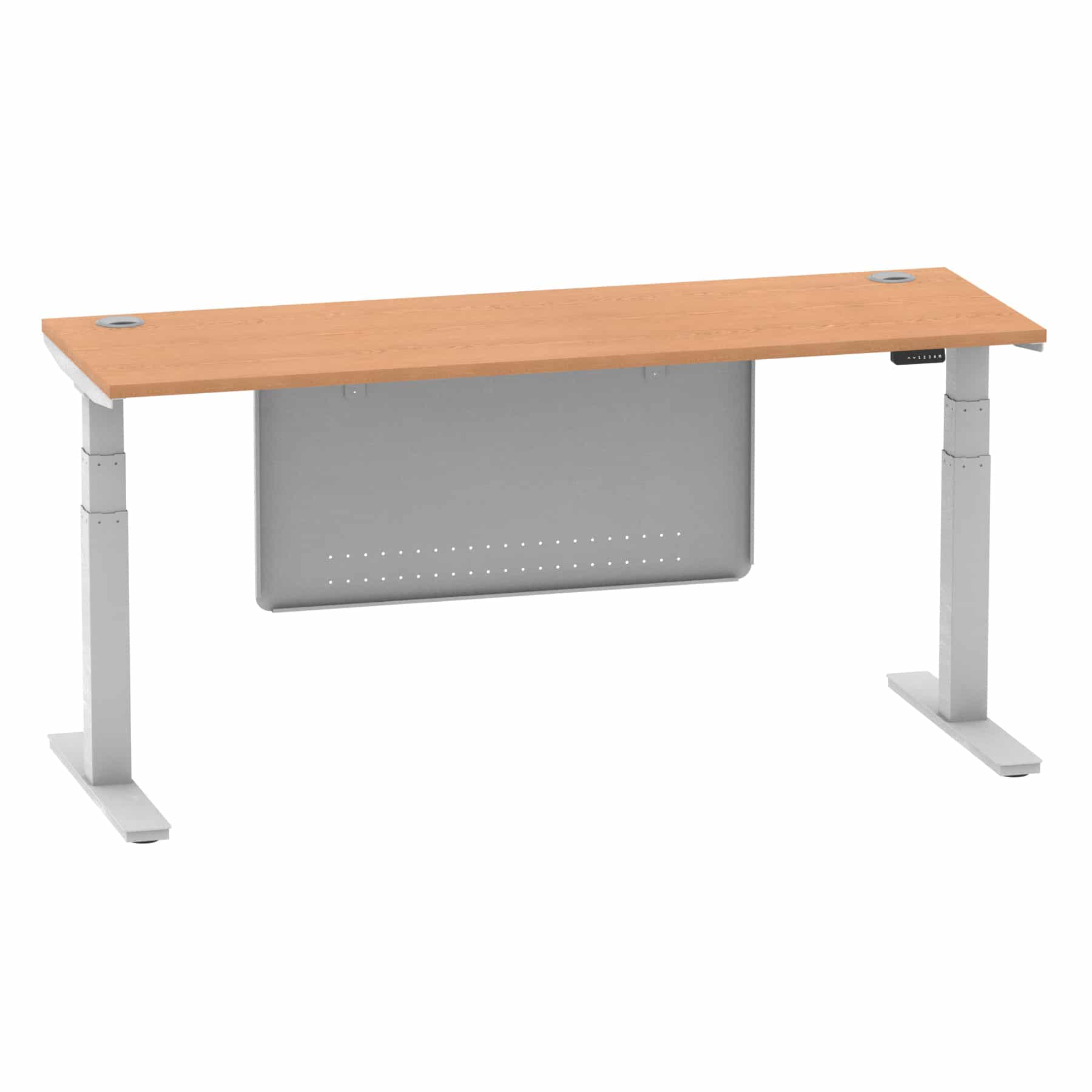 Air Height Adjustable Slimline Desk With Cable Ports With Steel Modesty Panel - Image 292