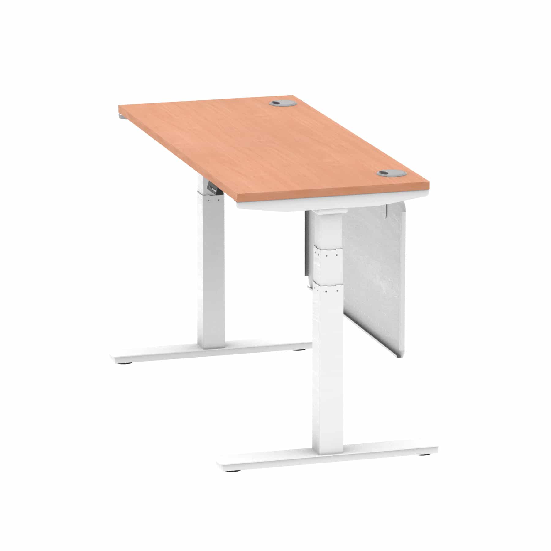 Air Height Adjustable Slimline Desk With Cable Ports With Steel Modesty Panel - Image 36