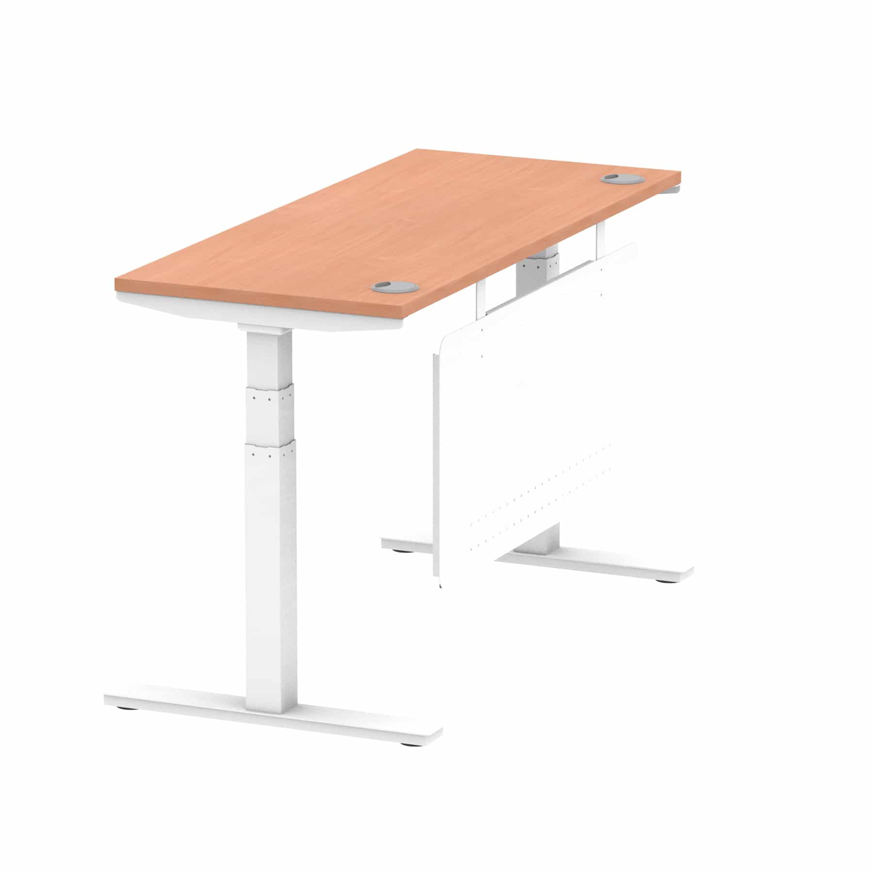 Air Height Adjustable Slimline Desk With Cable Ports With Steel Modesty Panel - Image 37