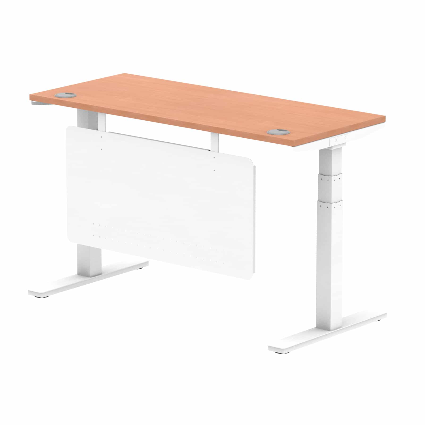 Air Height Adjustable Slimline Desk With Cable Ports With Steel Modesty Panel - Image 39