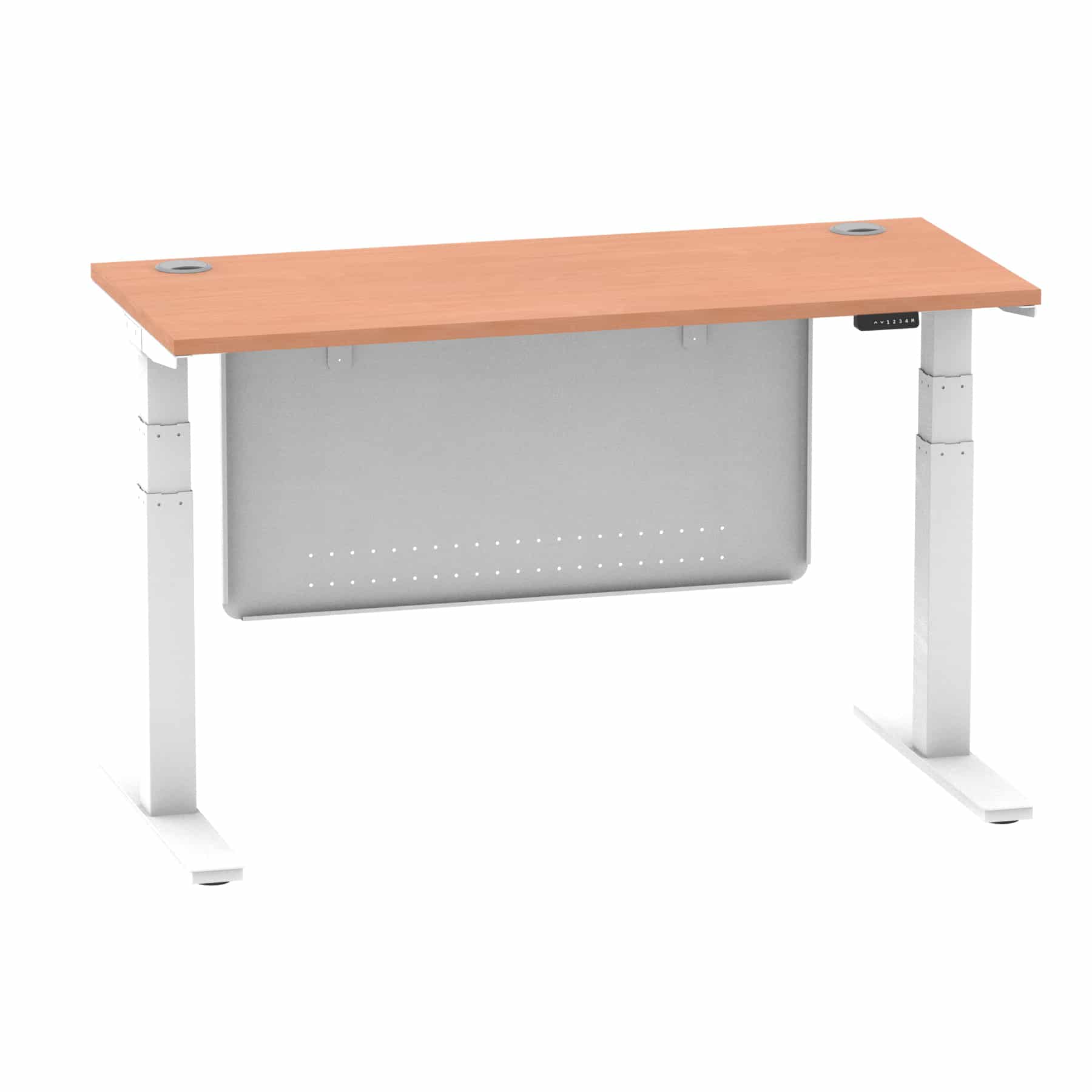 Air Height Adjustable Slimline Desk With Cable Ports With Steel Modesty Panel - Image 42