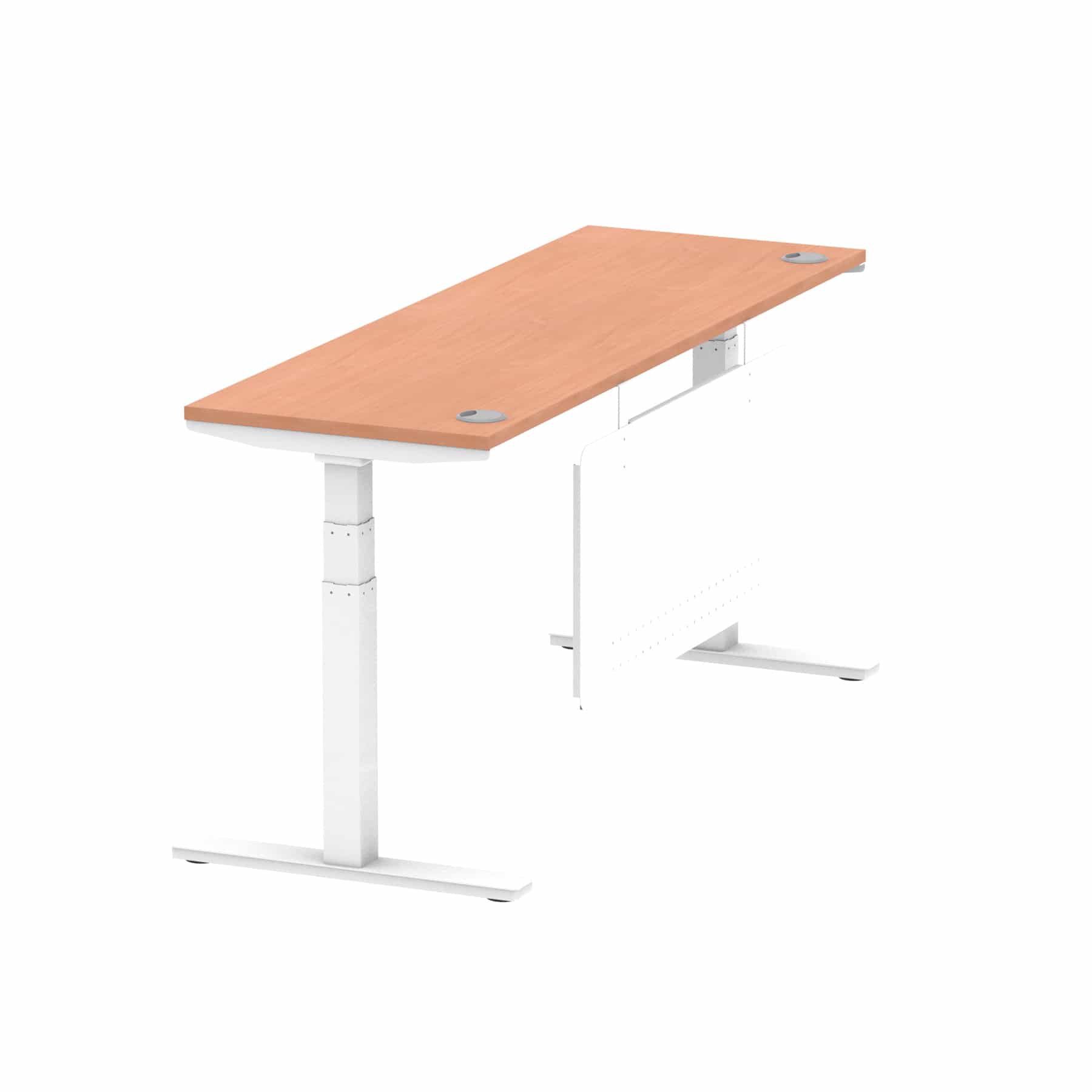 Air Height Adjustable Slimline Desk With Cable Ports With Steel Modesty Panel - Image 199