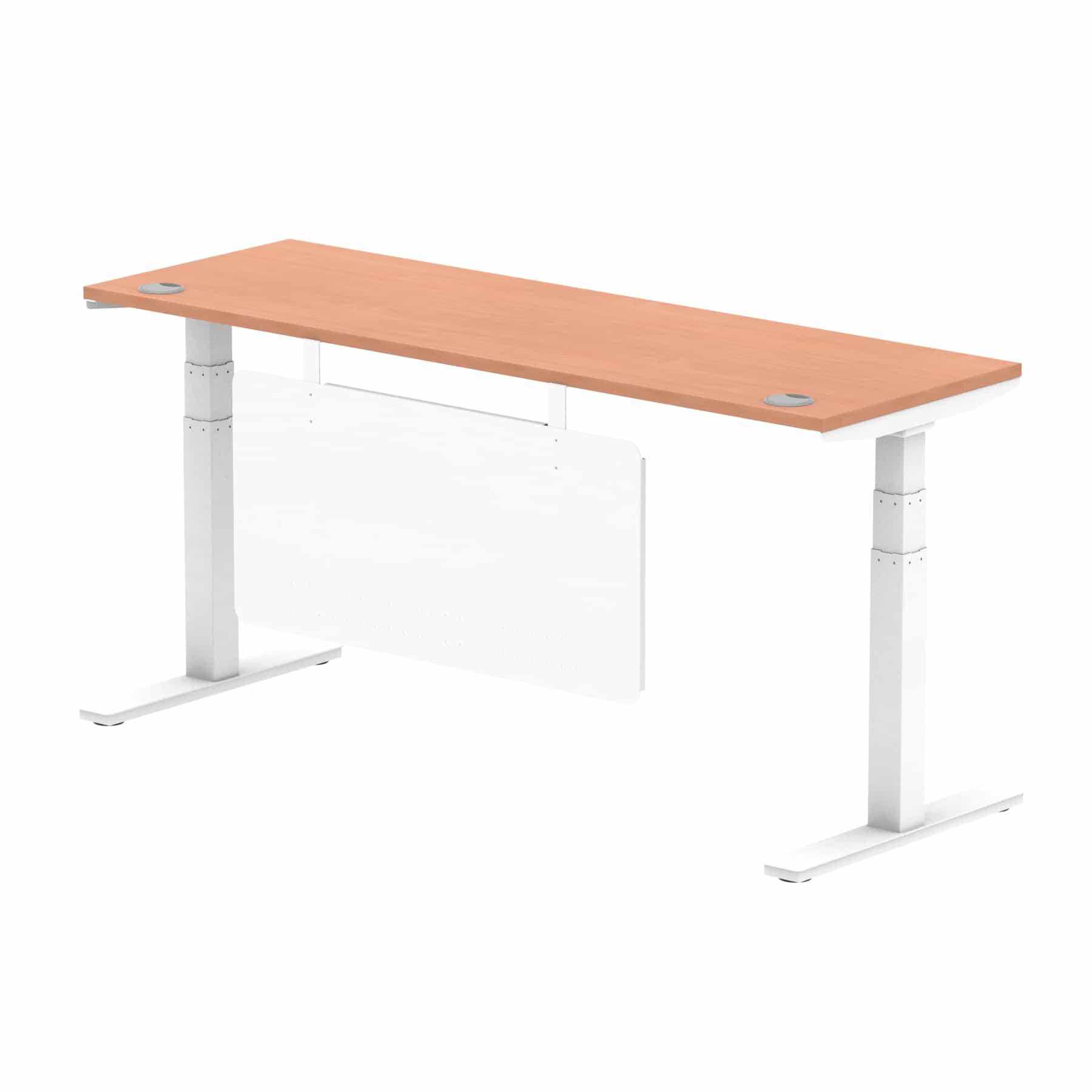 Air Height Adjustable Slimline Desk With Cable Ports With Steel Modesty Panel - Image 201