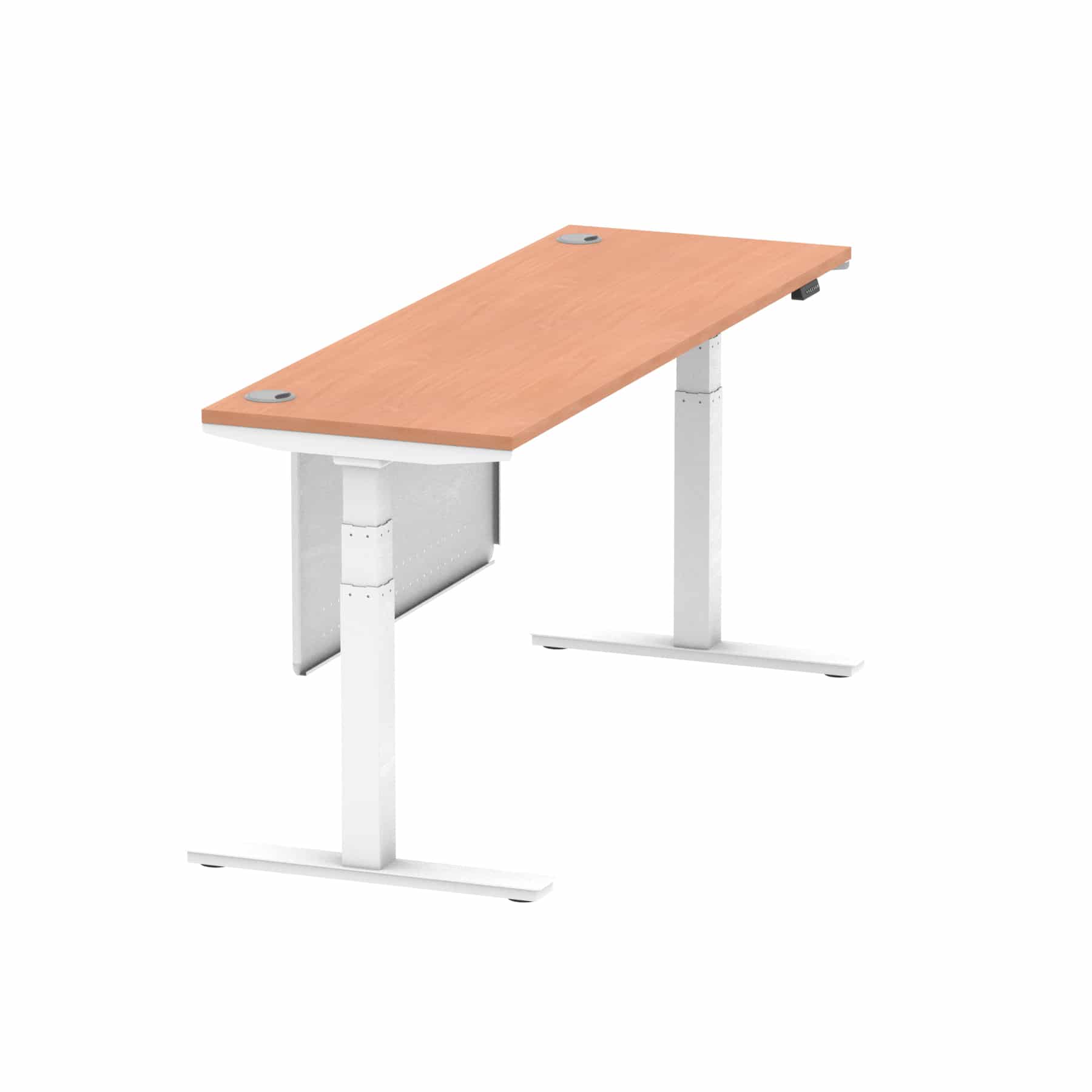 Air Height Adjustable Slimline Desk With Cable Ports With Steel Modesty Panel - Image 203