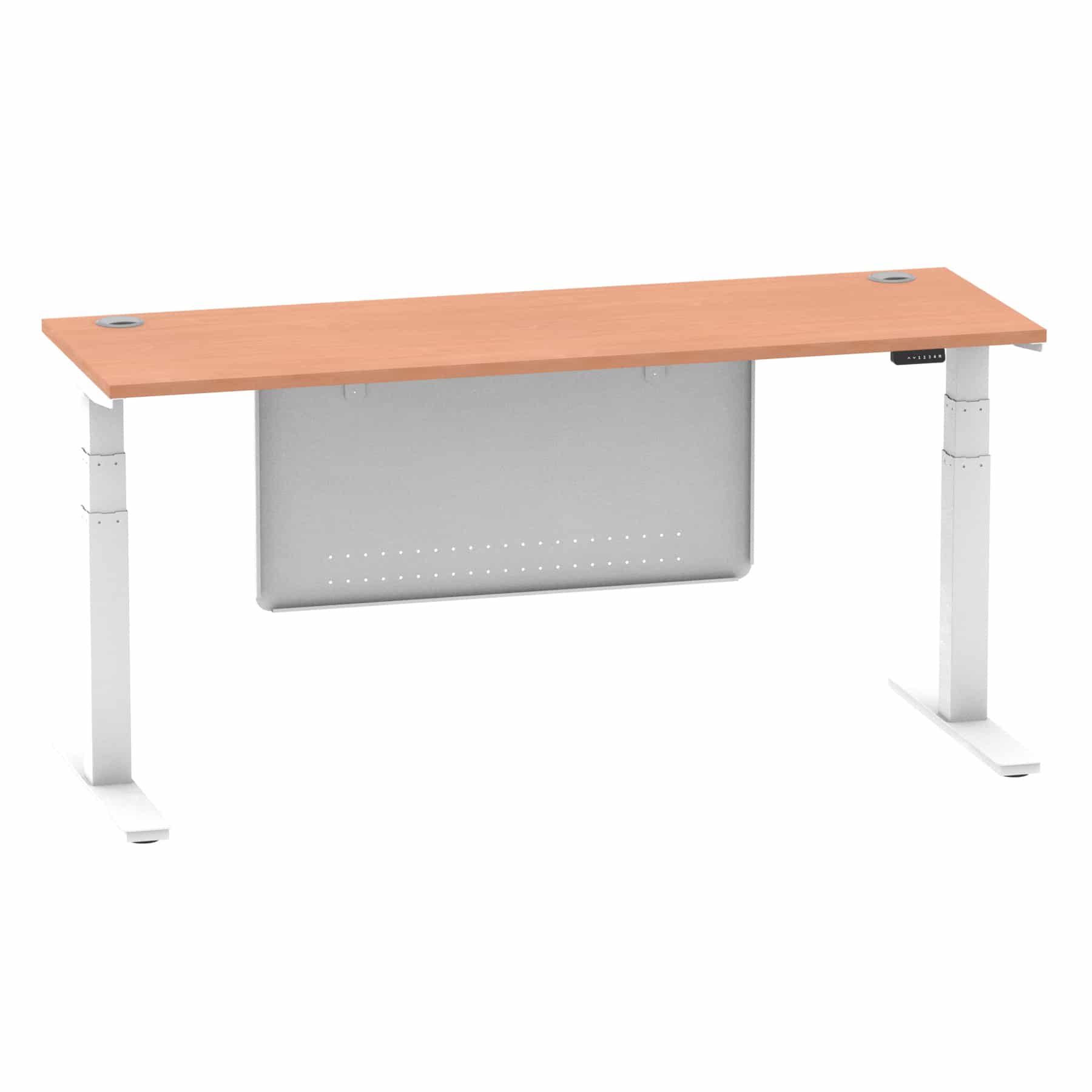 Air Height Adjustable Slimline Desk With Cable Ports With Steel Modesty Panel - Image 204