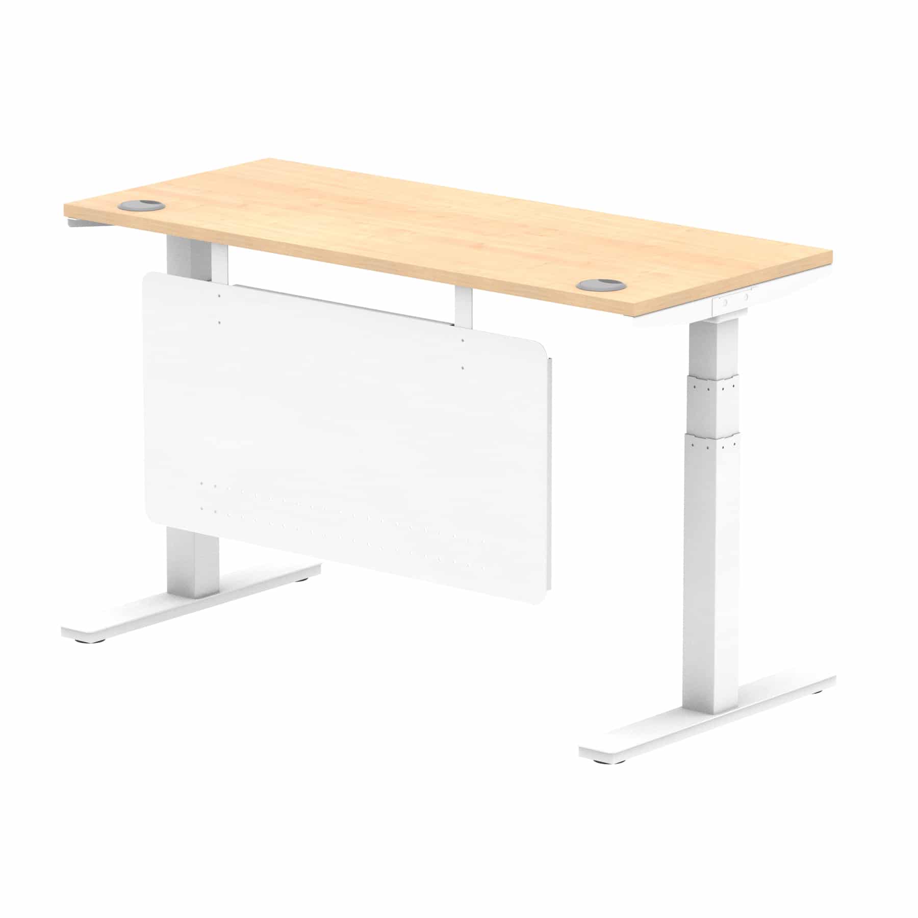 Air Height Adjustable Slimline Desk With Cable Ports With Steel Modesty Panel - Image 111