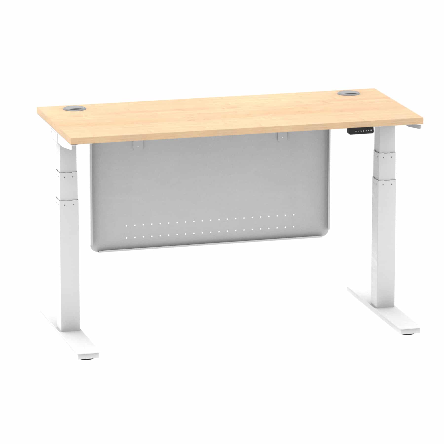 Air Height Adjustable Slimline Desk With Cable Ports With Steel Modesty Panel - Image 114