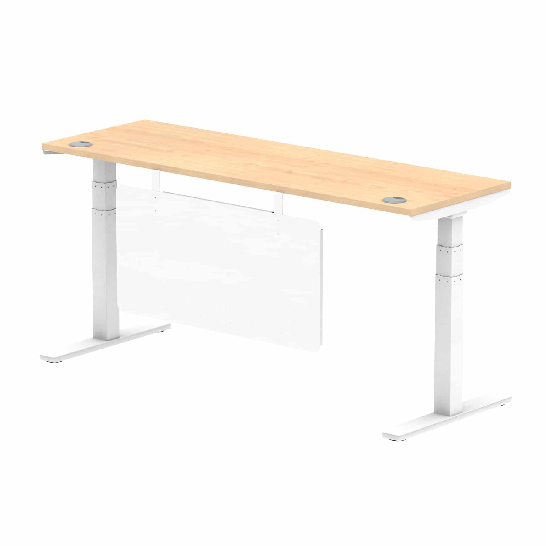 Air Height Adjustable Slimline Desk With Cable Ports With Steel Modesty Panel - Image 273