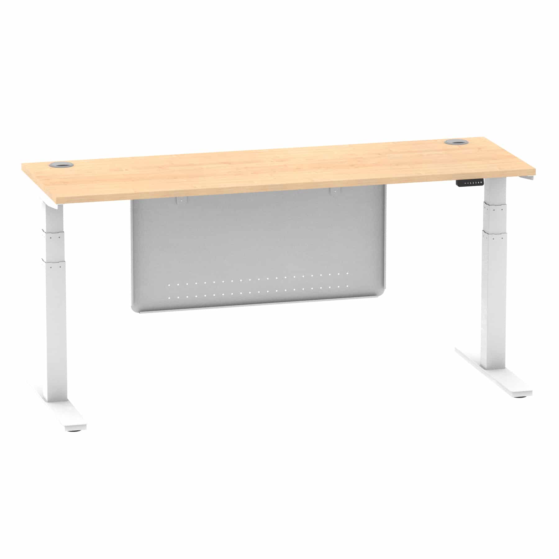 Air Height Adjustable Slimline Desk With Cable Ports With Steel Modesty Panel - Image 276