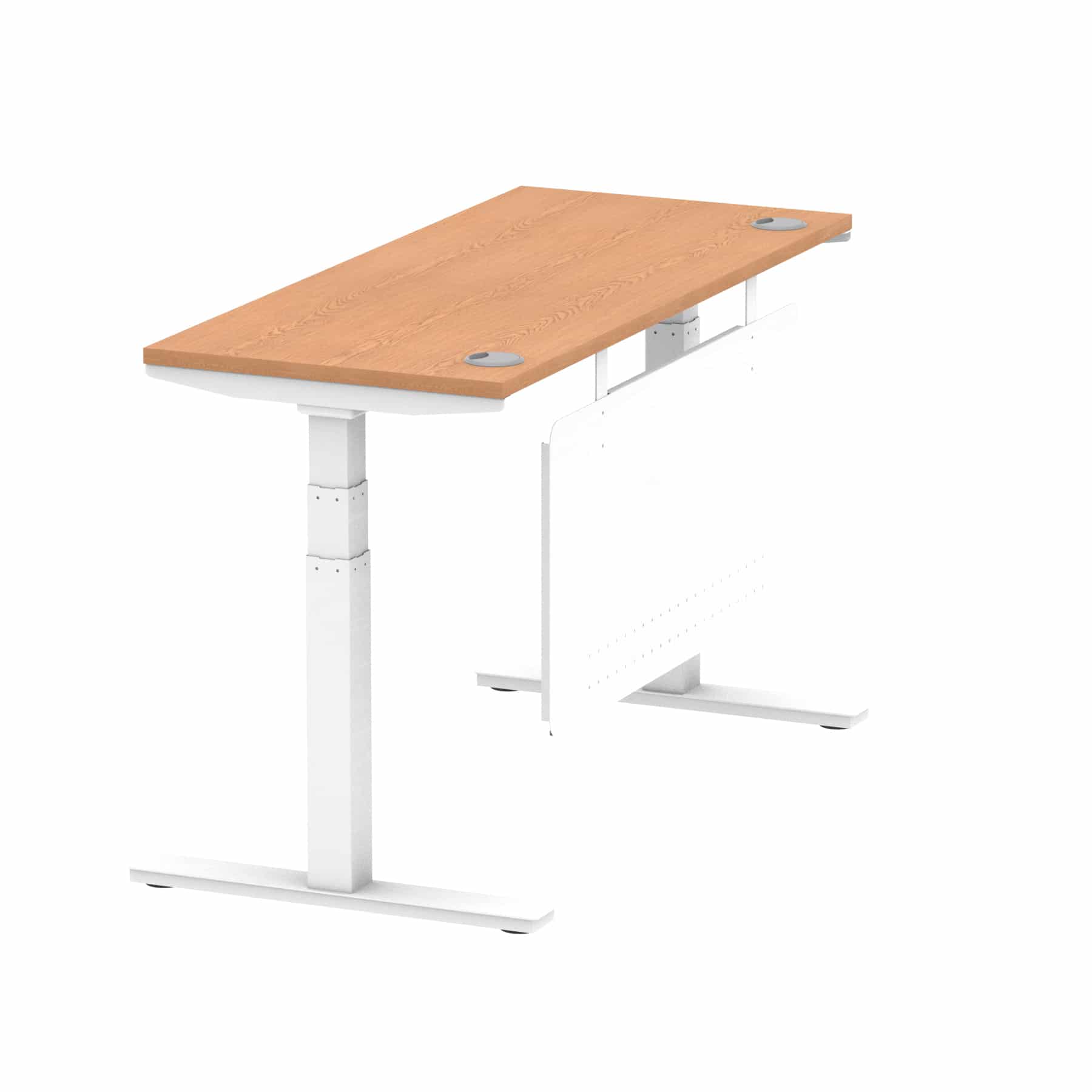 Air Height Adjustable Slimline Desk With Cable Ports With Steel Modesty Panel - Image 133