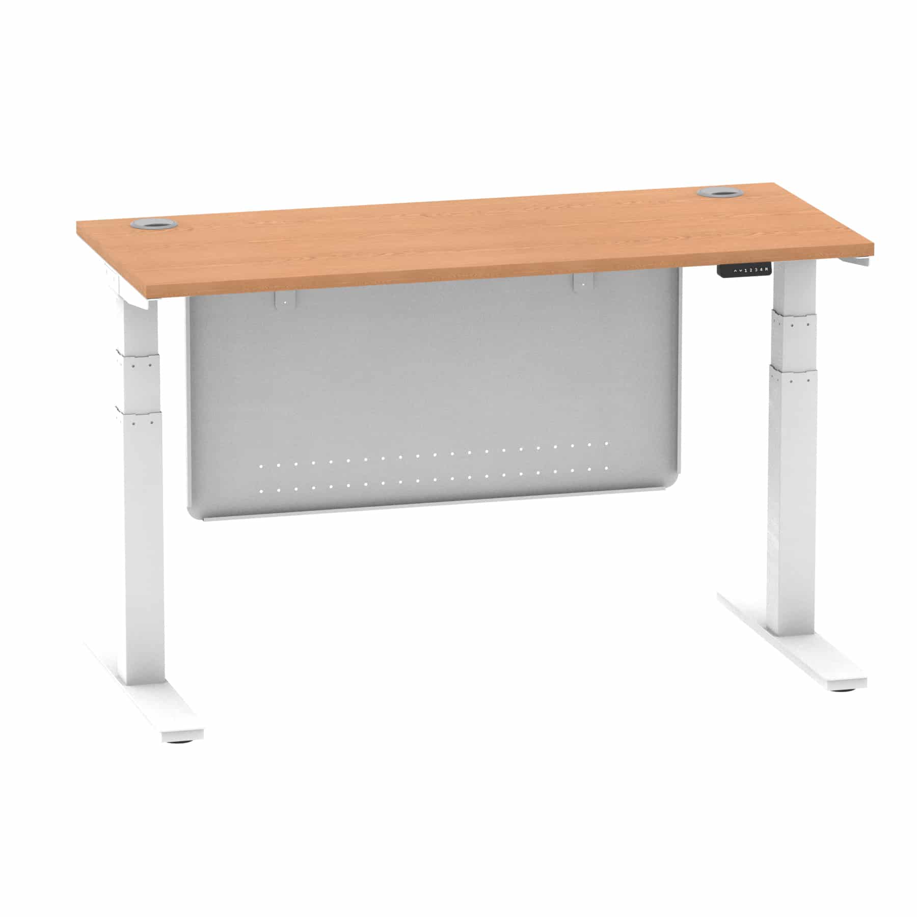 Air Height Adjustable Slimline Desk With Cable Ports With Steel Modesty Panel - Image 138