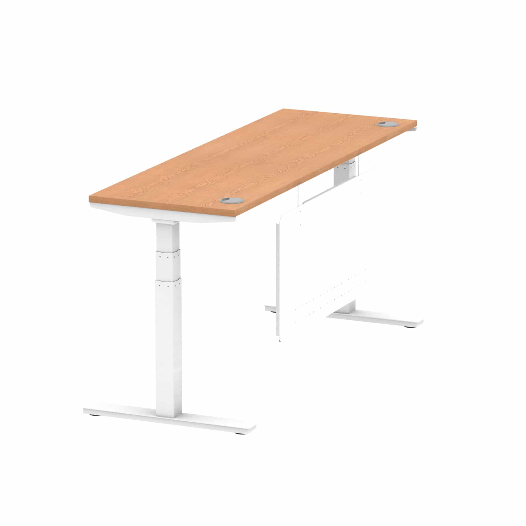 Air Height Adjustable Slimline Desk With Cable Ports With Steel Modesty Panel - Image 295
