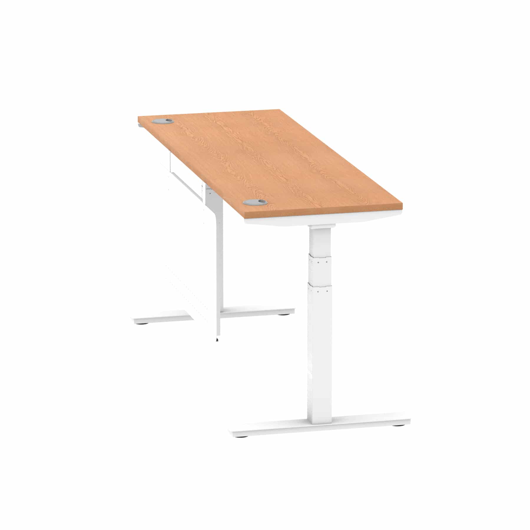 Air Height Adjustable Slimline Desk With Cable Ports With Steel Modesty Panel - Image 298