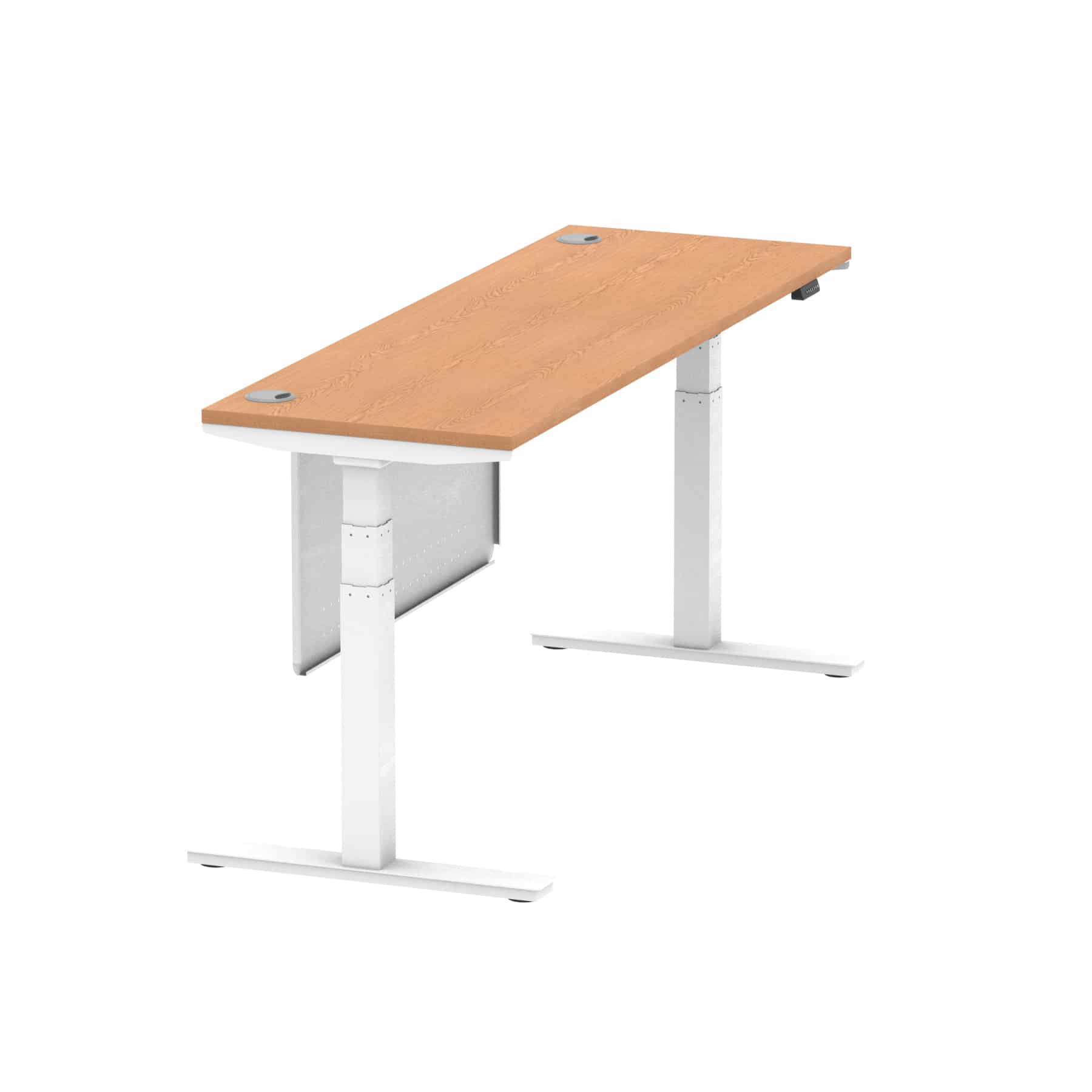 Air Height Adjustable Slimline Desk With Cable Ports With Steel Modesty Panel - Image 299