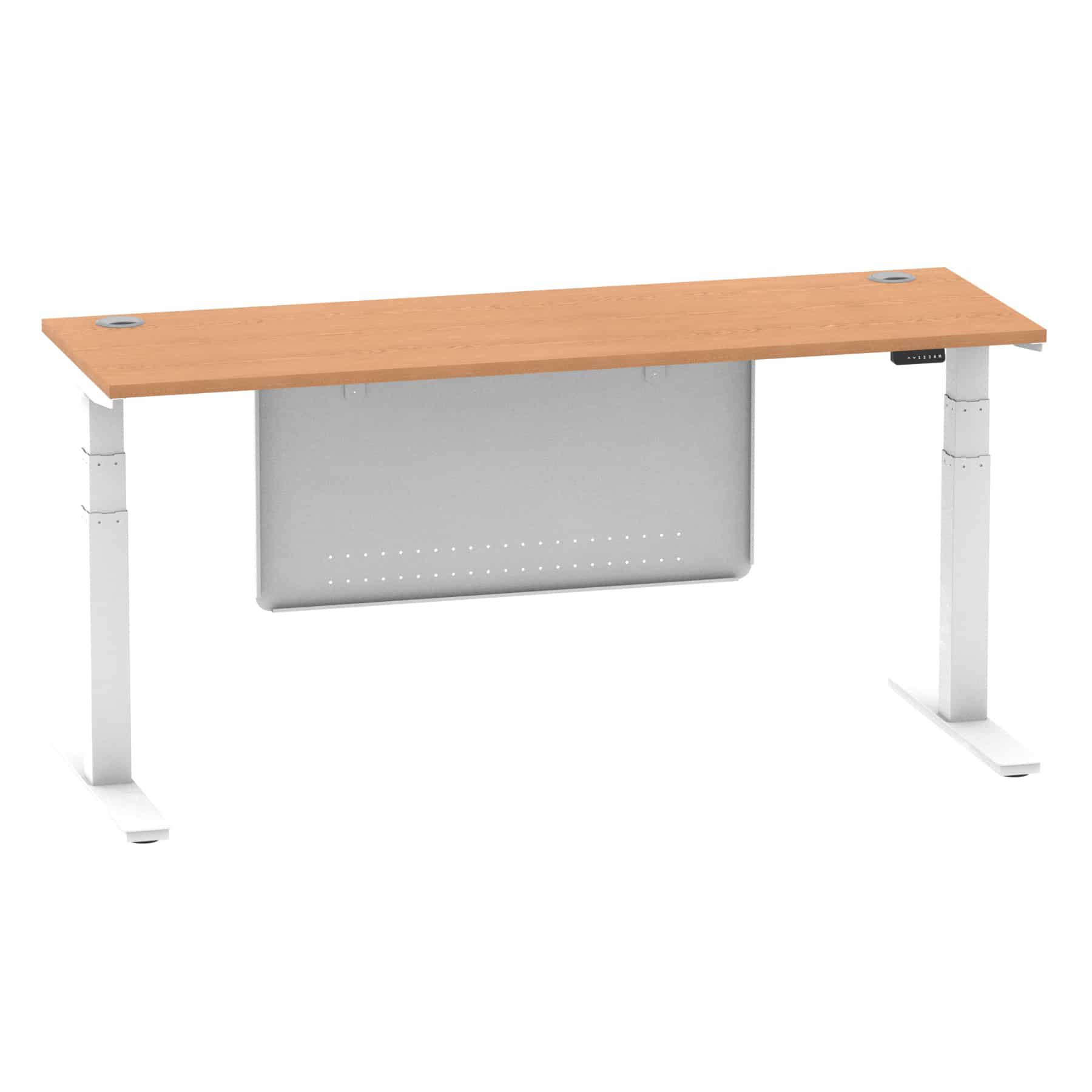 Air Height Adjustable Slimline Desk With Cable Ports With Steel Modesty Panel - Image 300