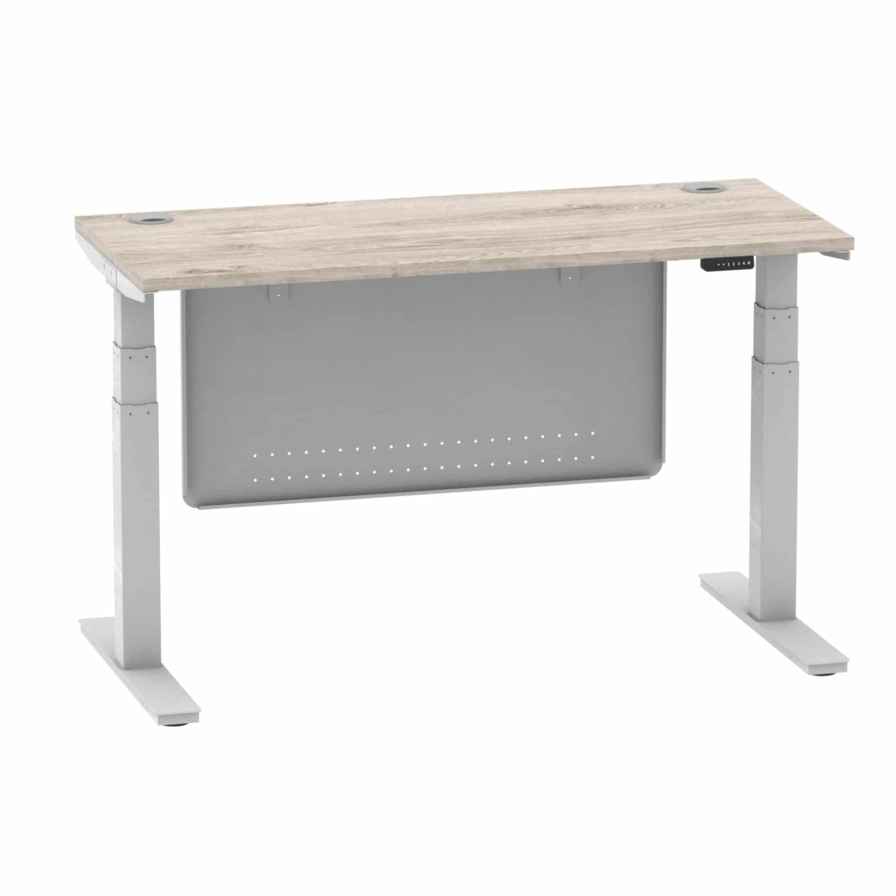 Air Height Adjustable Slimline Desk With Cable Ports With Steel Modesty Panel - Image 154