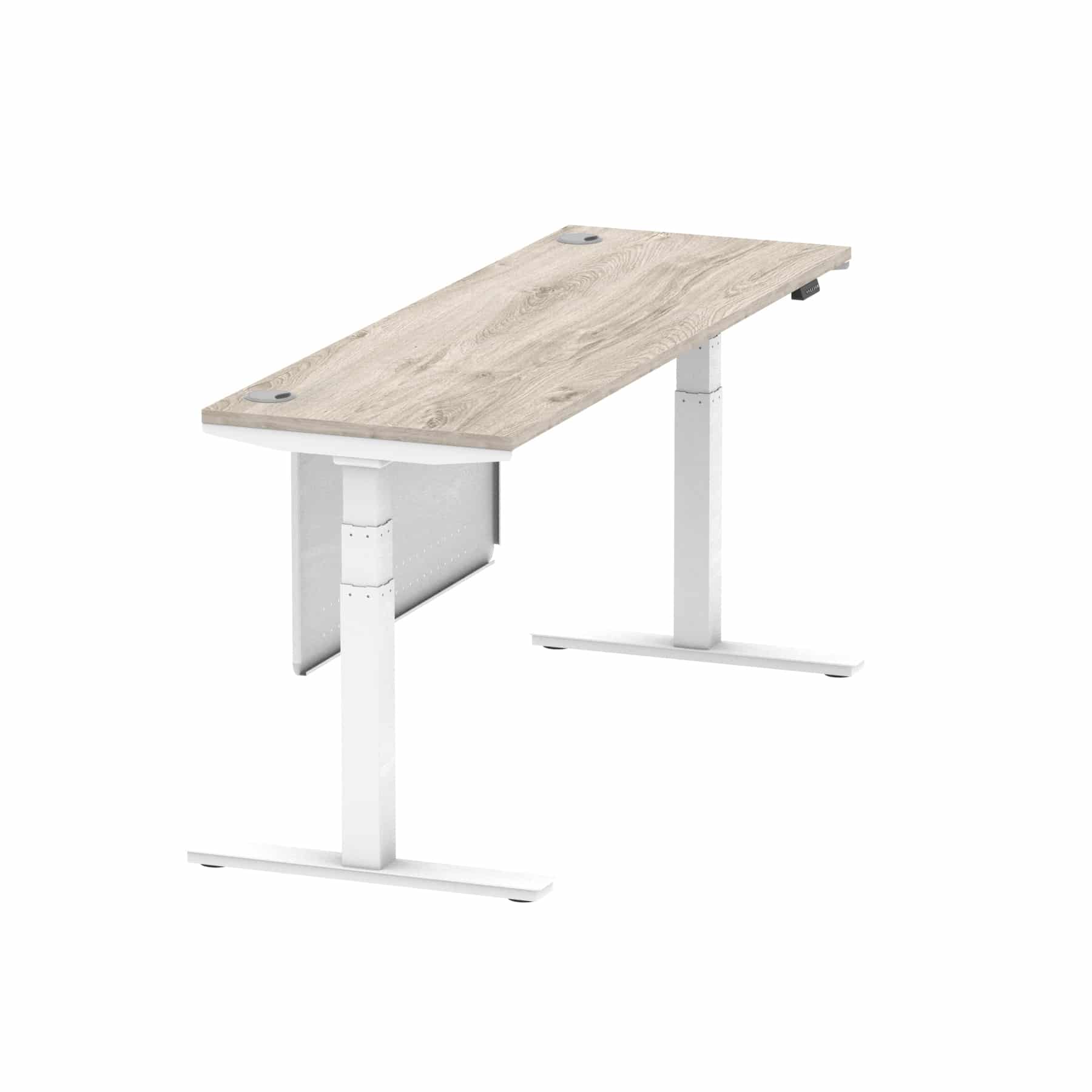 Air Height Adjustable Slimline Desk With Cable Ports With Steel Modesty Panel - Image 323
