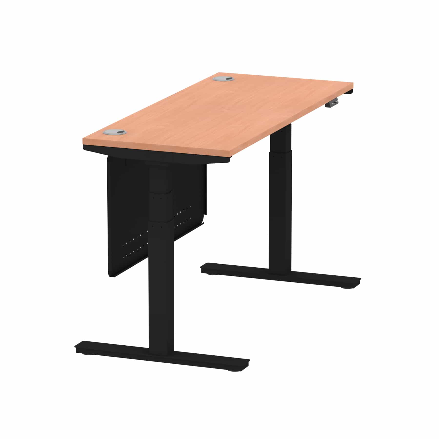 Air Height Adjustable Slimline Desk With Cable Ports With Steel Modesty Panel - Image 25