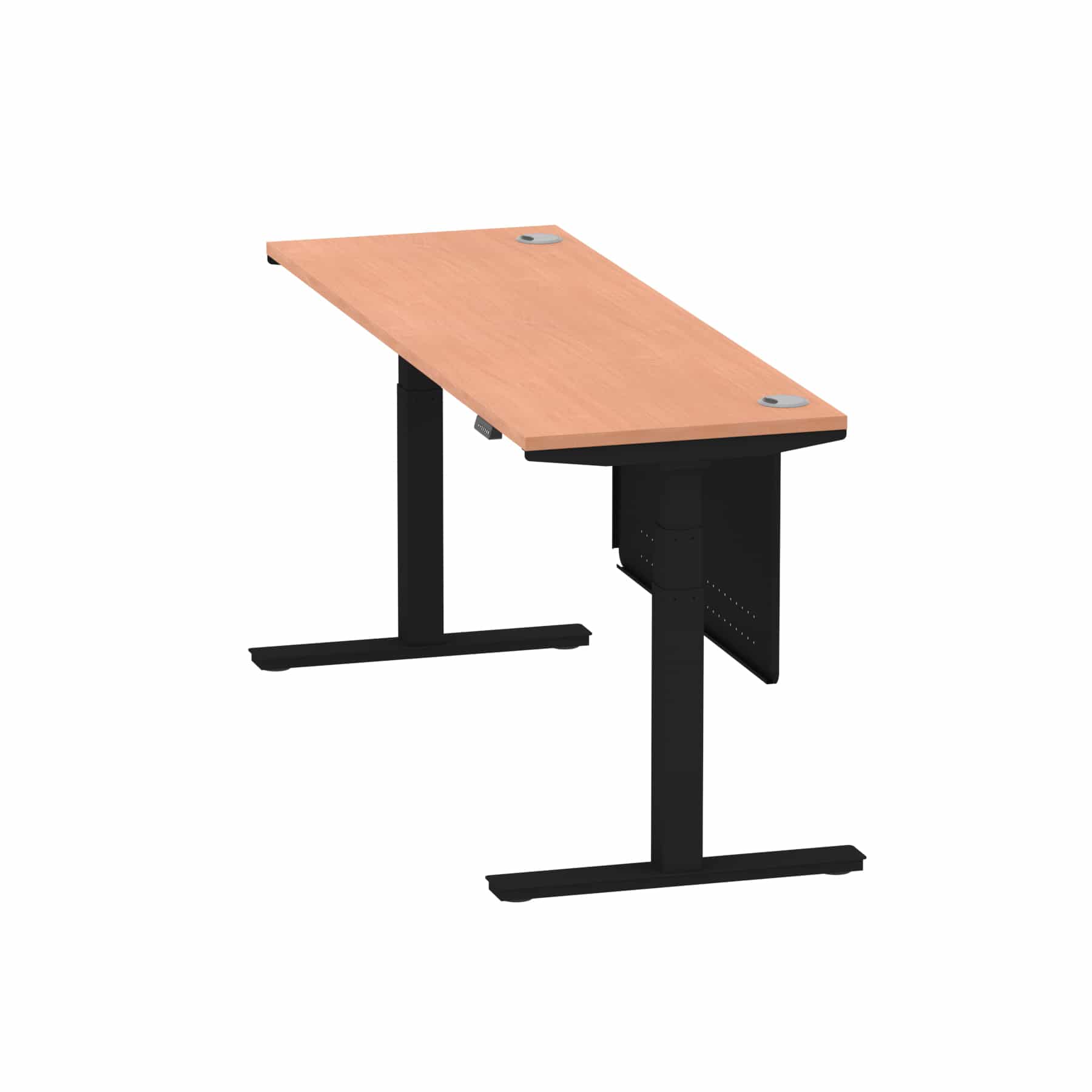 Air Height Adjustable Slimline Desk With Cable Ports With Steel Modesty Panel - Image 182