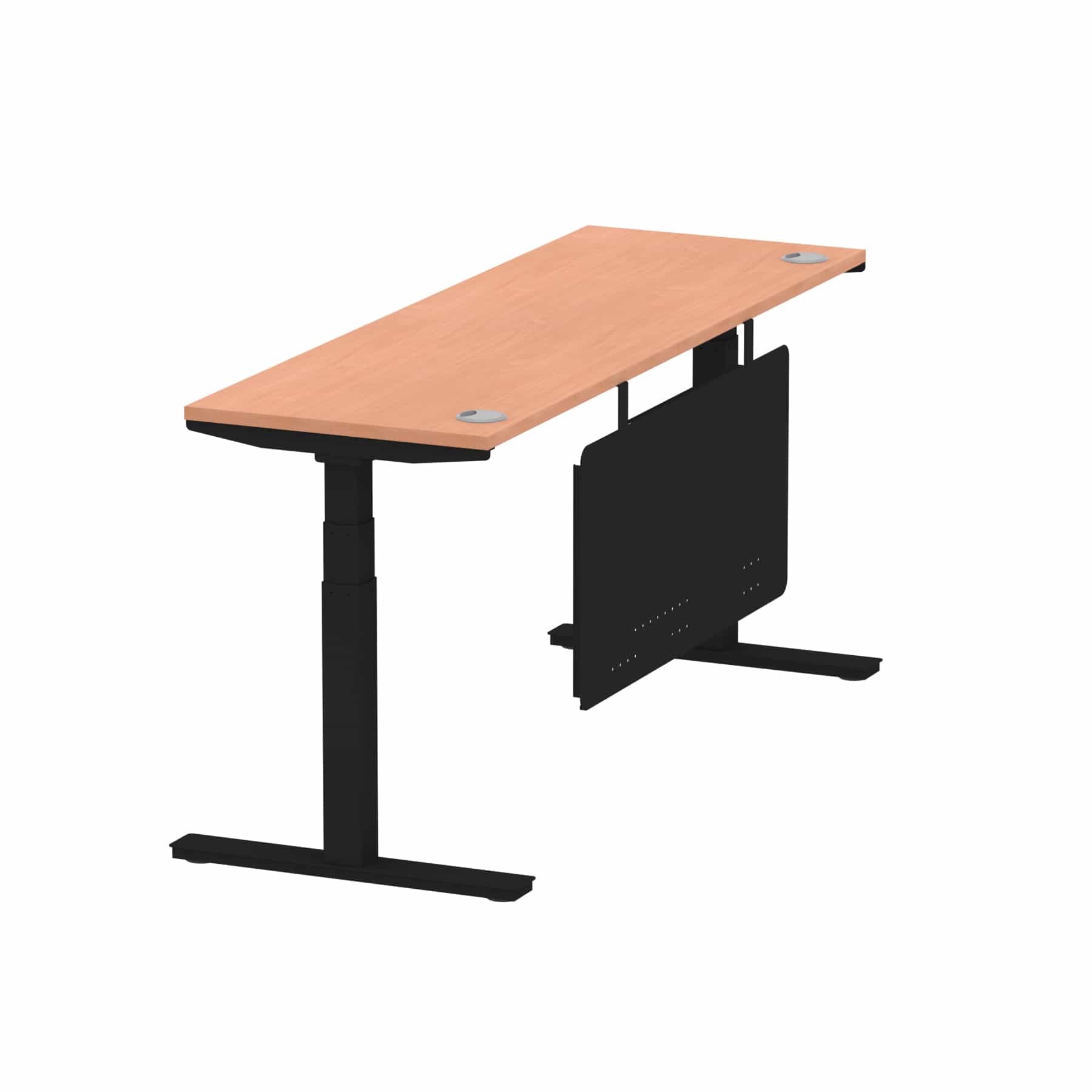 Air Height Adjustable Slimline Desk With Cable Ports With Steel Modesty Panel - Image 183