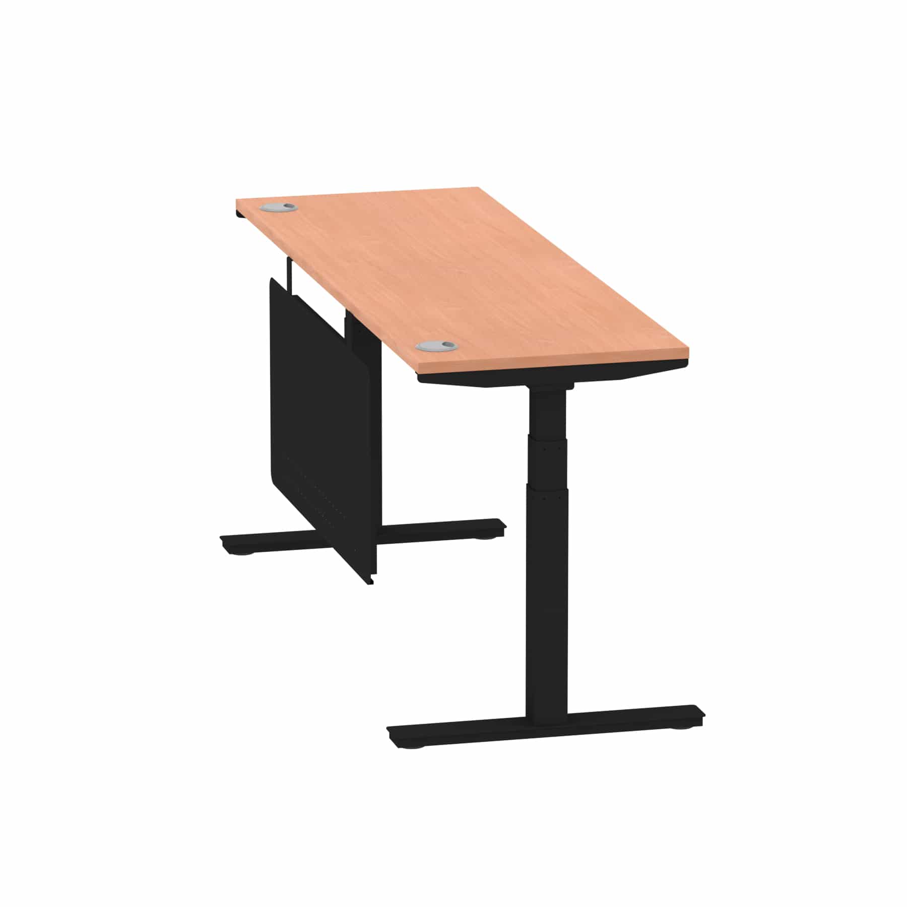 Air Height Adjustable Slimline Desk With Cable Ports With Steel Modesty Panel - Image 186