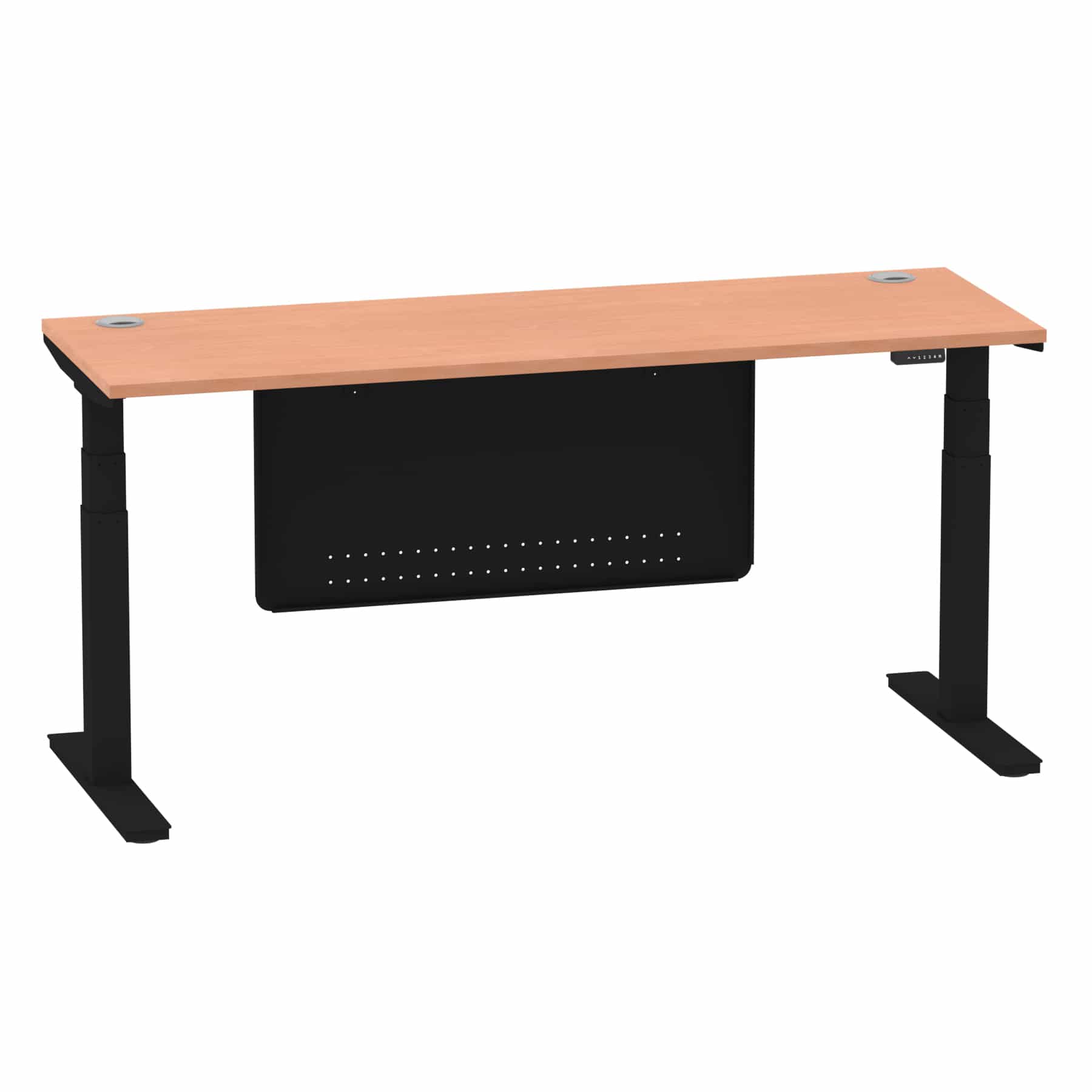 Air Height Adjustable Slimline Desk With Cable Ports With Steel Modesty Panel - Image 188