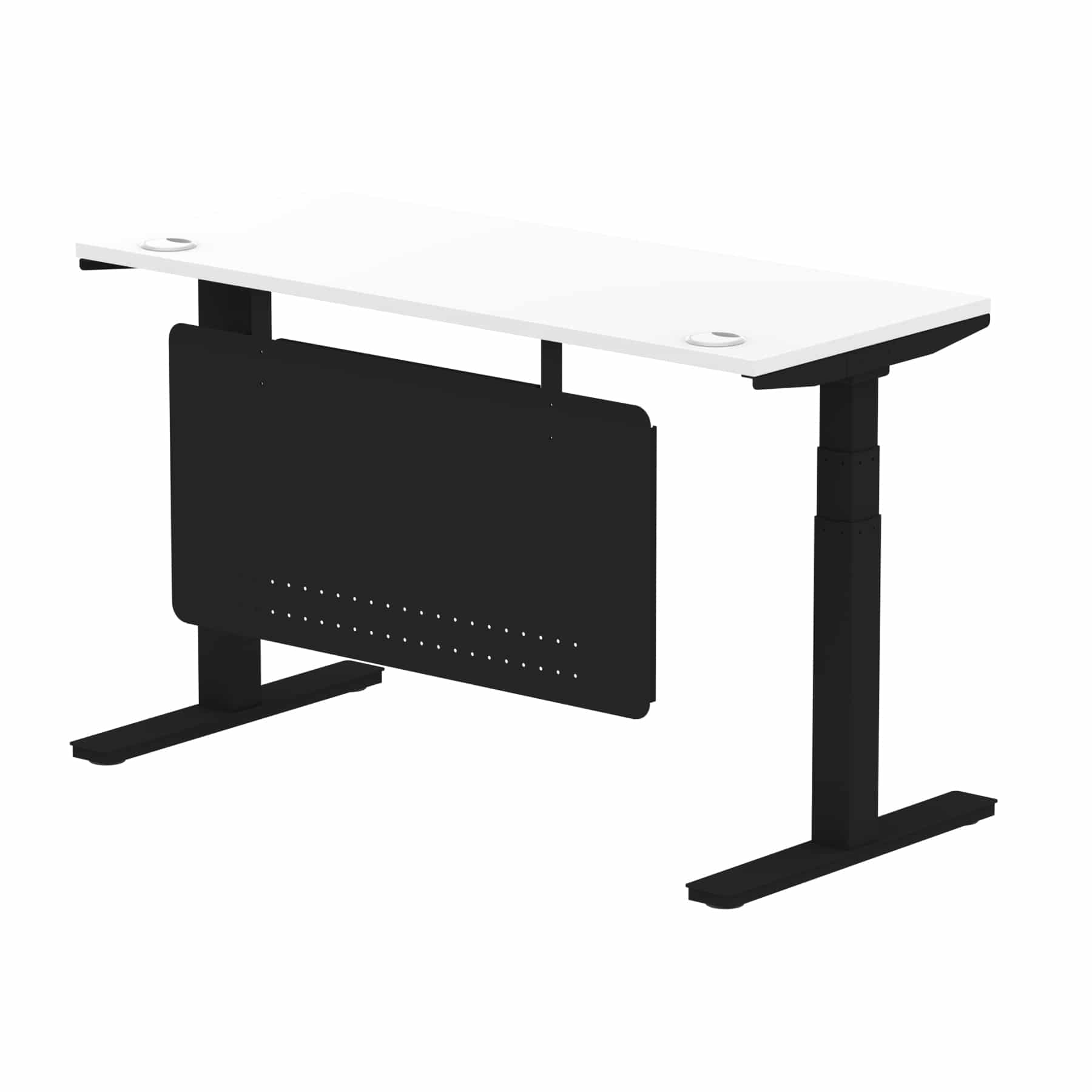 Air Height Adjustable Slimline Desk With Cable Ports With Steel Modesty Panel - Image 71