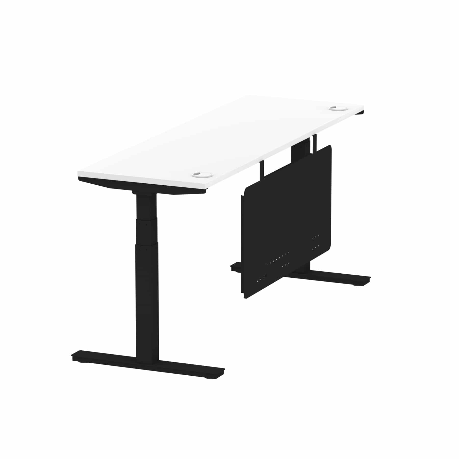 Air Height Adjustable Slimline Desk With Cable Ports With Steel Modesty Panel - Image 231