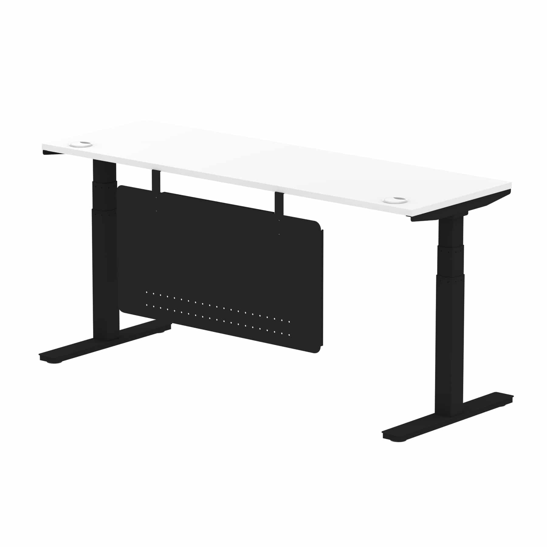 Air Height Adjustable Slimline Desk With Cable Ports With Steel Modesty Panel - Image 233