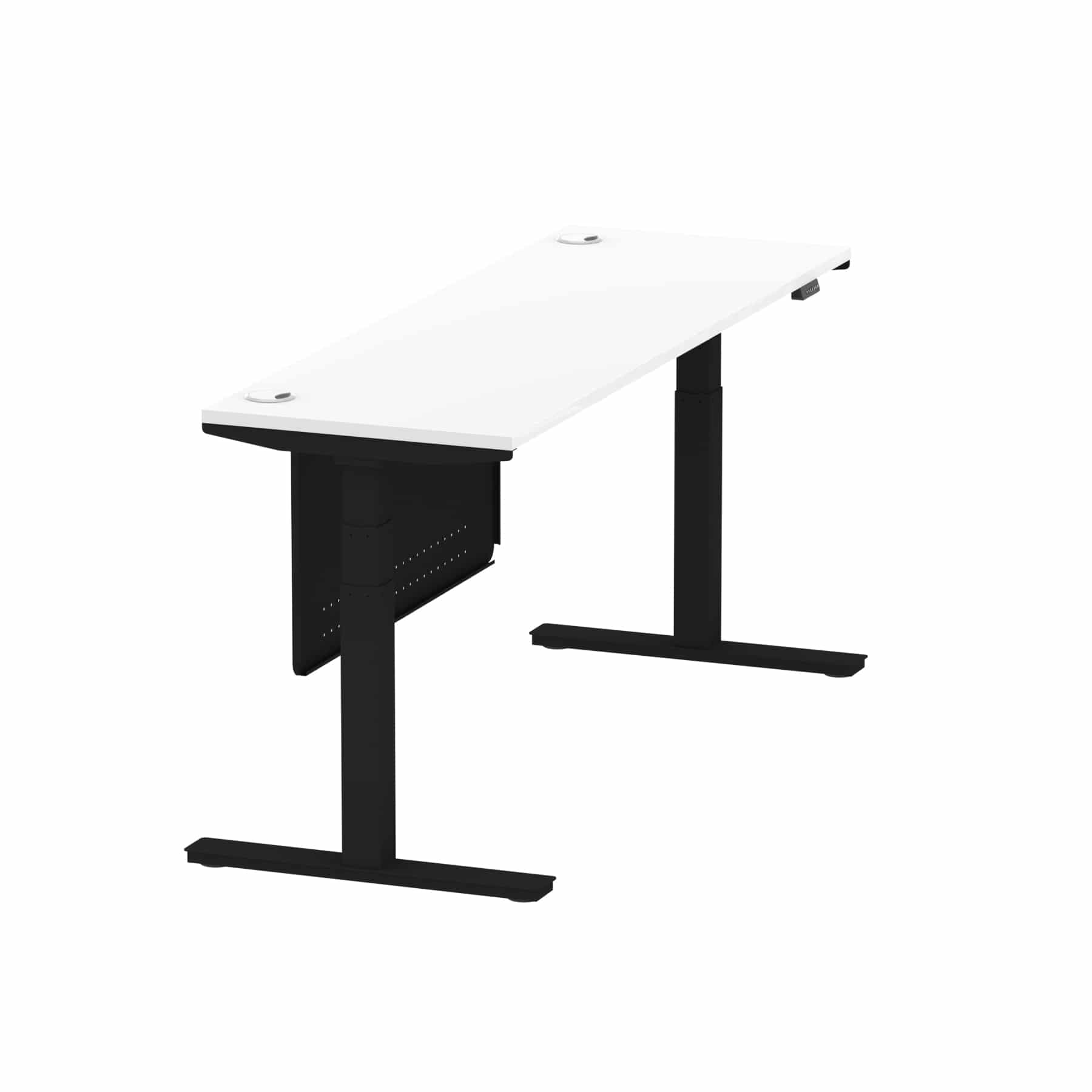 Air Height Adjustable Slimline Desk With Cable Ports With Steel Modesty Panel - Image 235