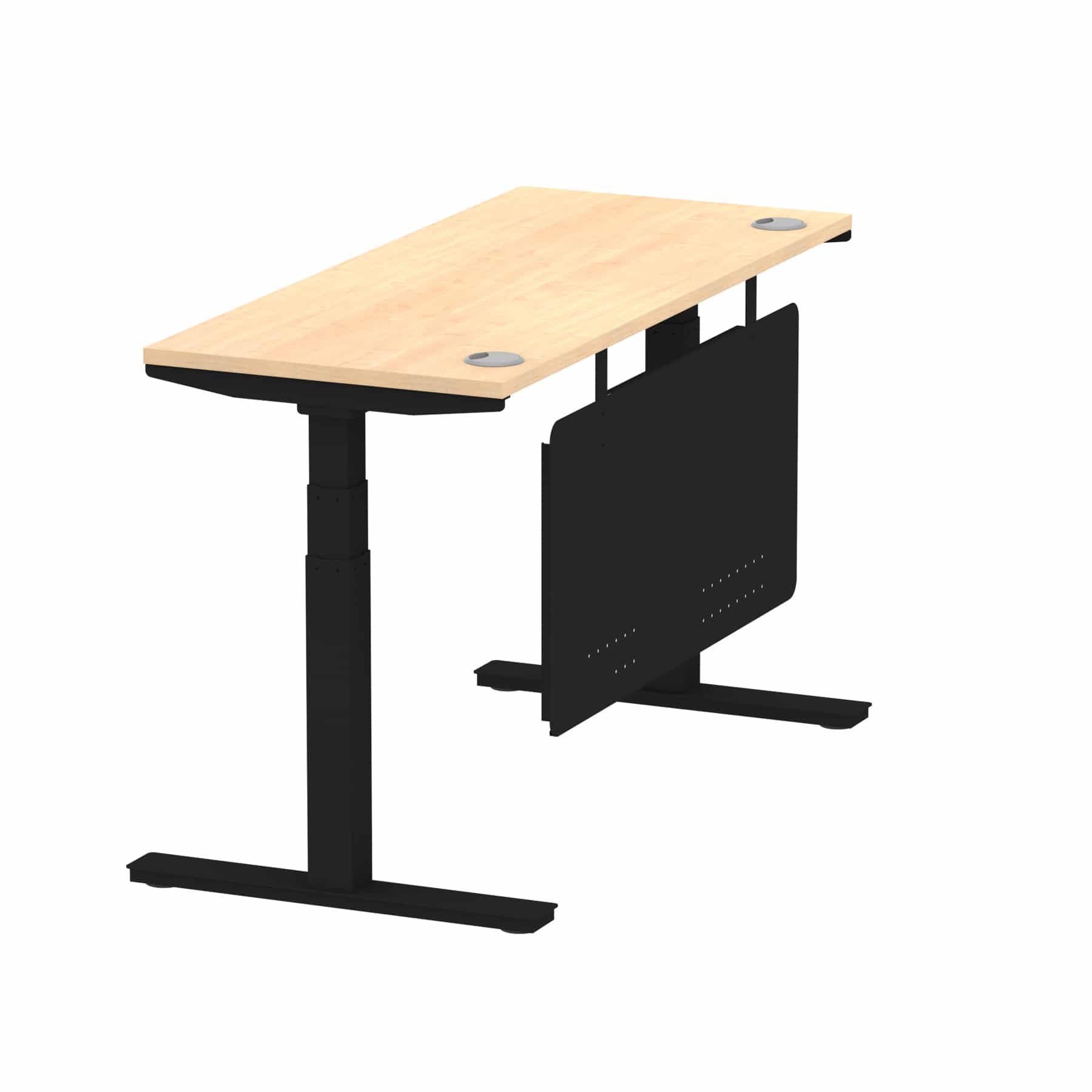 Air Height Adjustable Slimline Desk With Cable Ports With Steel Modesty Panel - Image 93