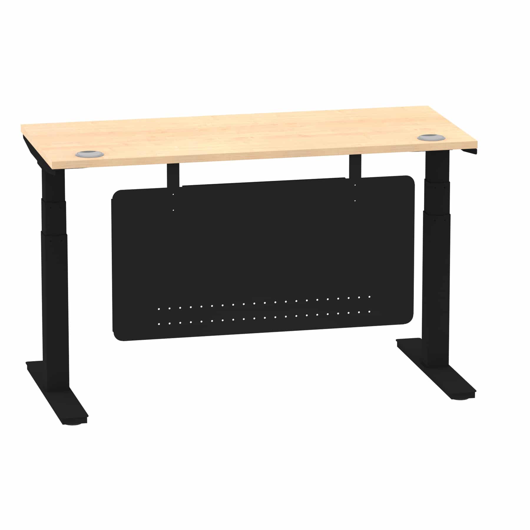Air Height Adjustable Slimline Desk With Cable Ports With Steel Modesty Panel - Image 94