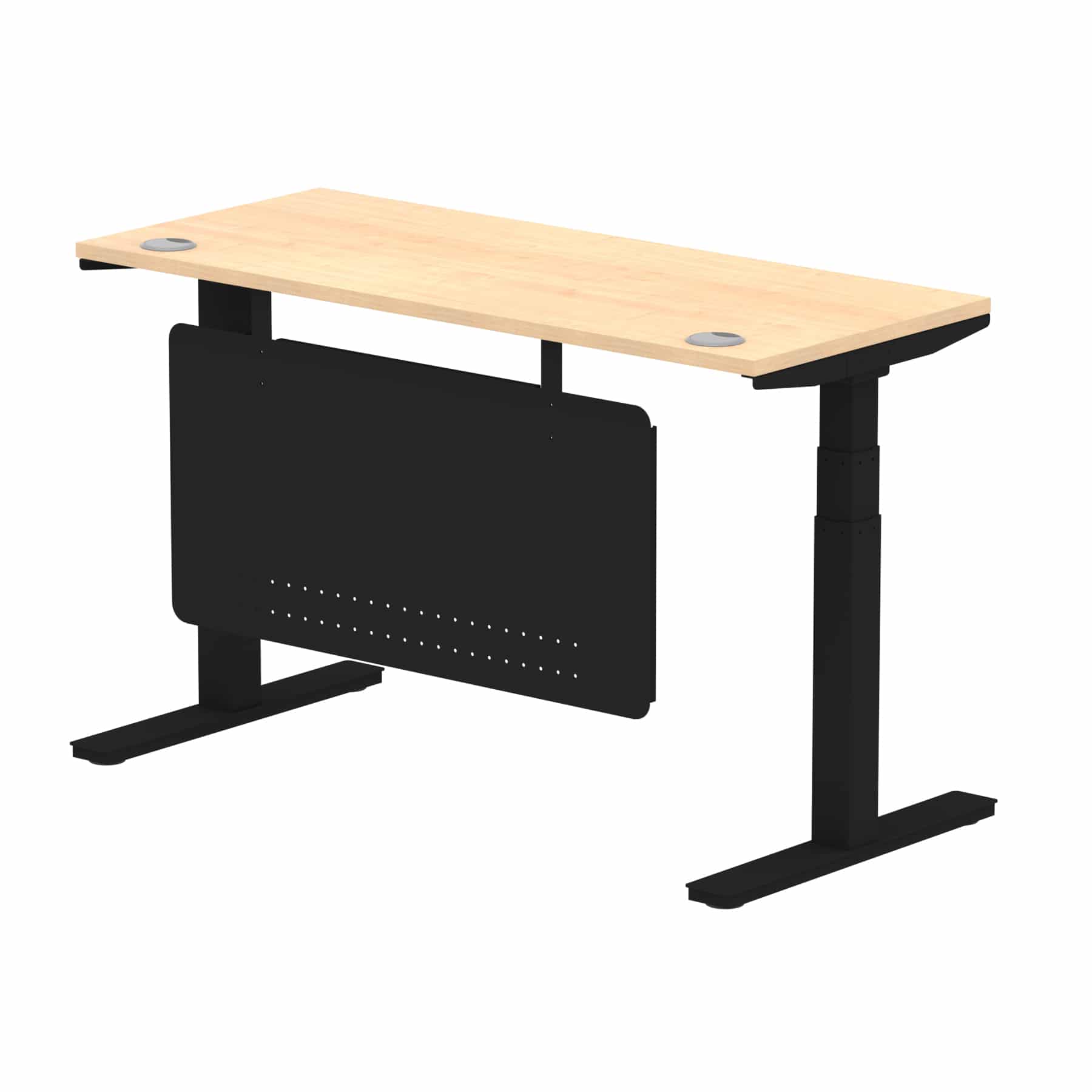 Air Height Adjustable Slimline Desk With Cable Ports With Steel Modesty Panel - Image 95