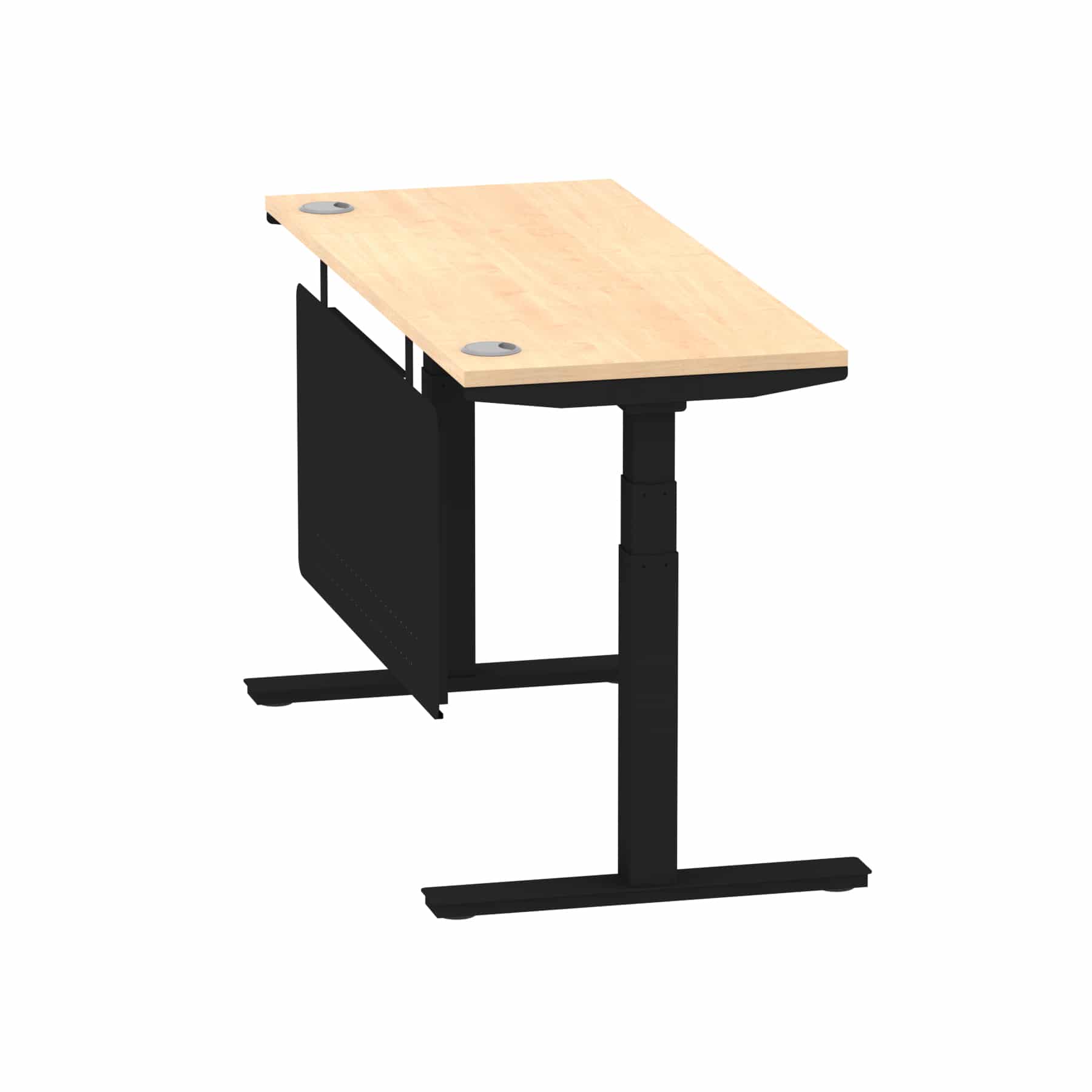 Air Height Adjustable Slimline Desk With Cable Ports With Steel Modesty Panel - Image 96