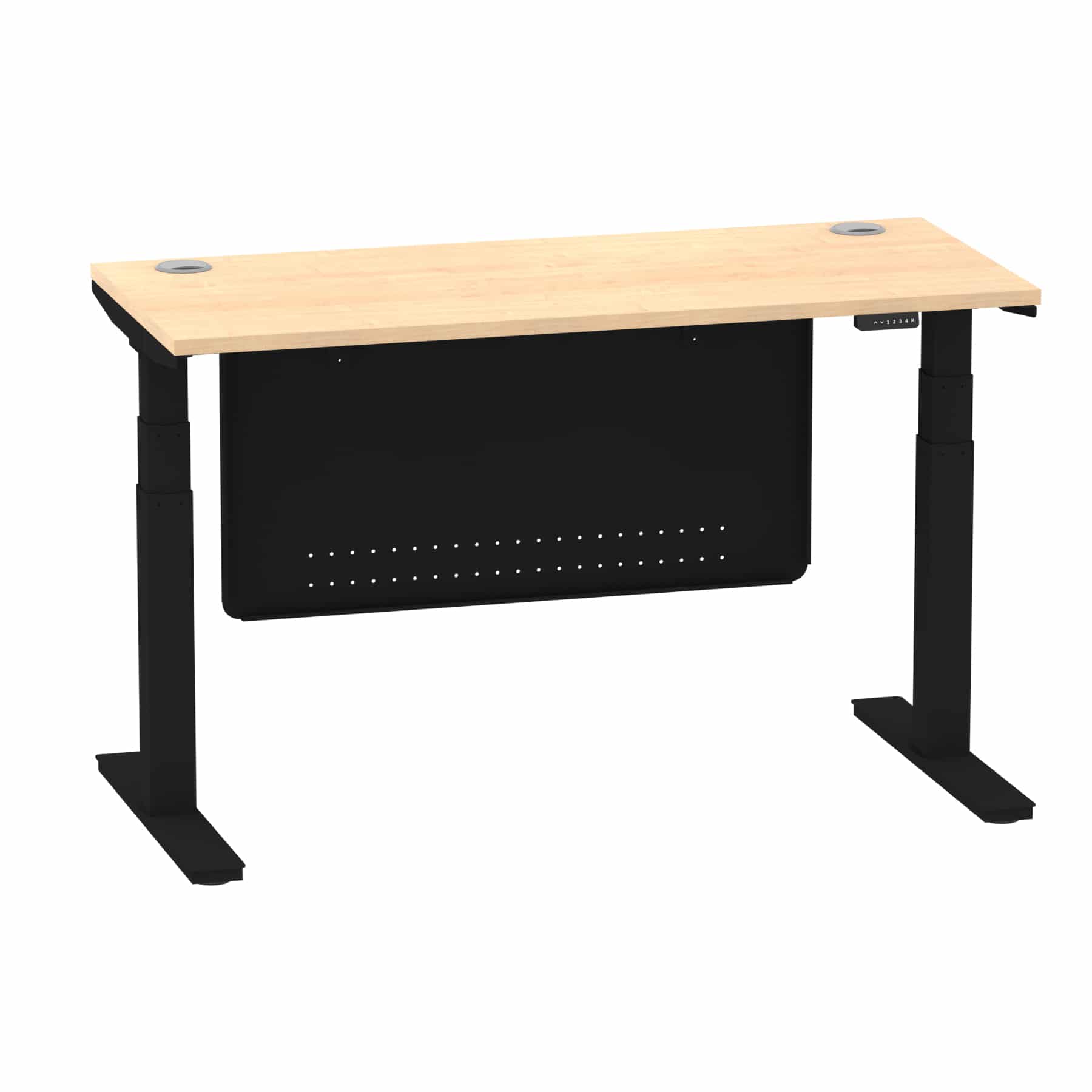 Air Height Adjustable Slimline Desk With Cable Ports With Steel Modesty Panel - Image 98