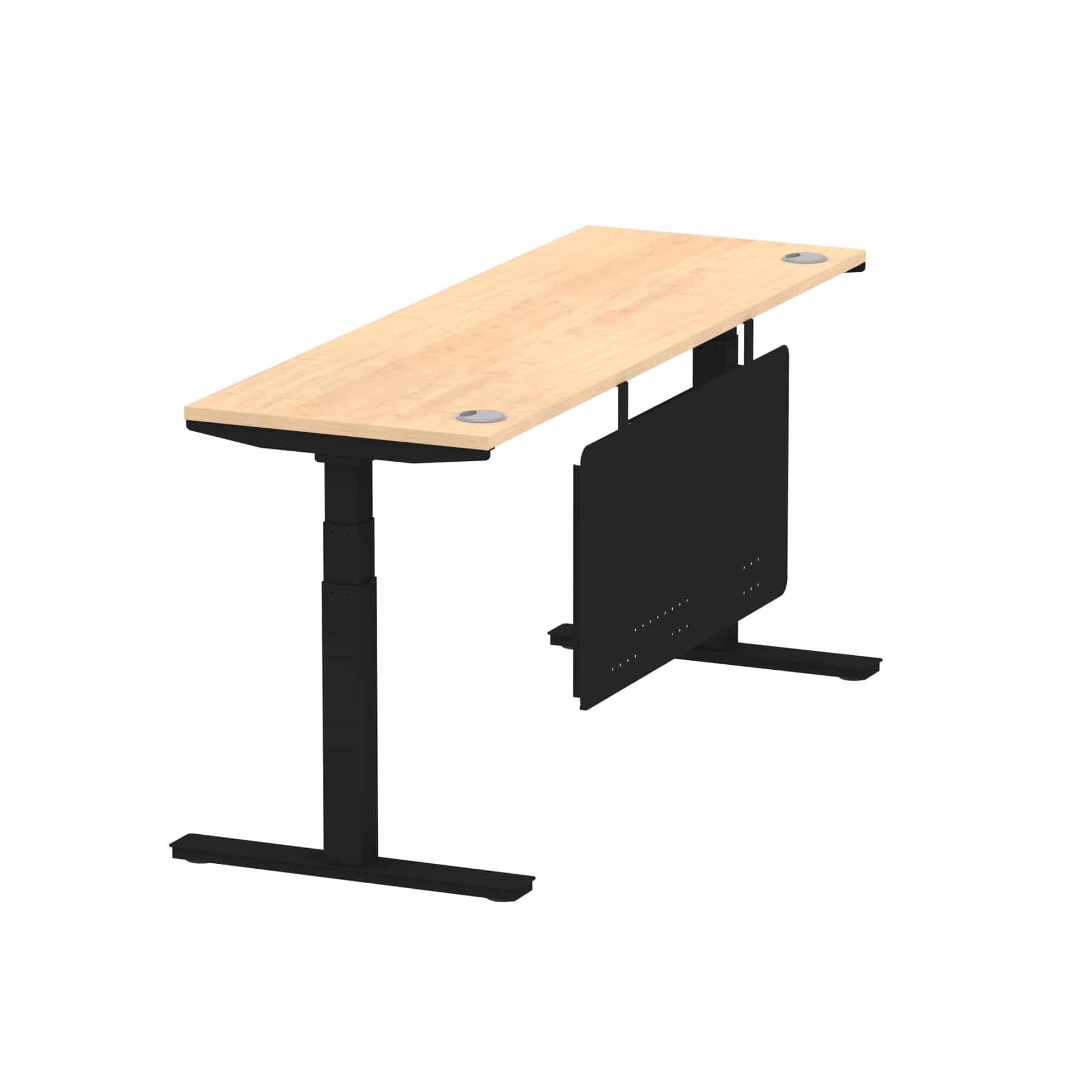 Air Height Adjustable Slimline Desk With Cable Ports With Steel Modesty Panel - Image 255
