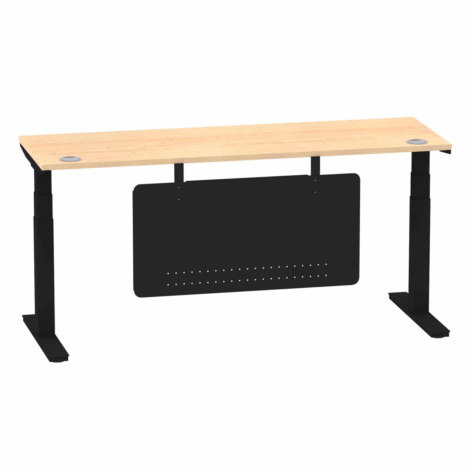 Air Height Adjustable Slimline Desk With Cable Ports With Steel Modesty Panel - Image 256