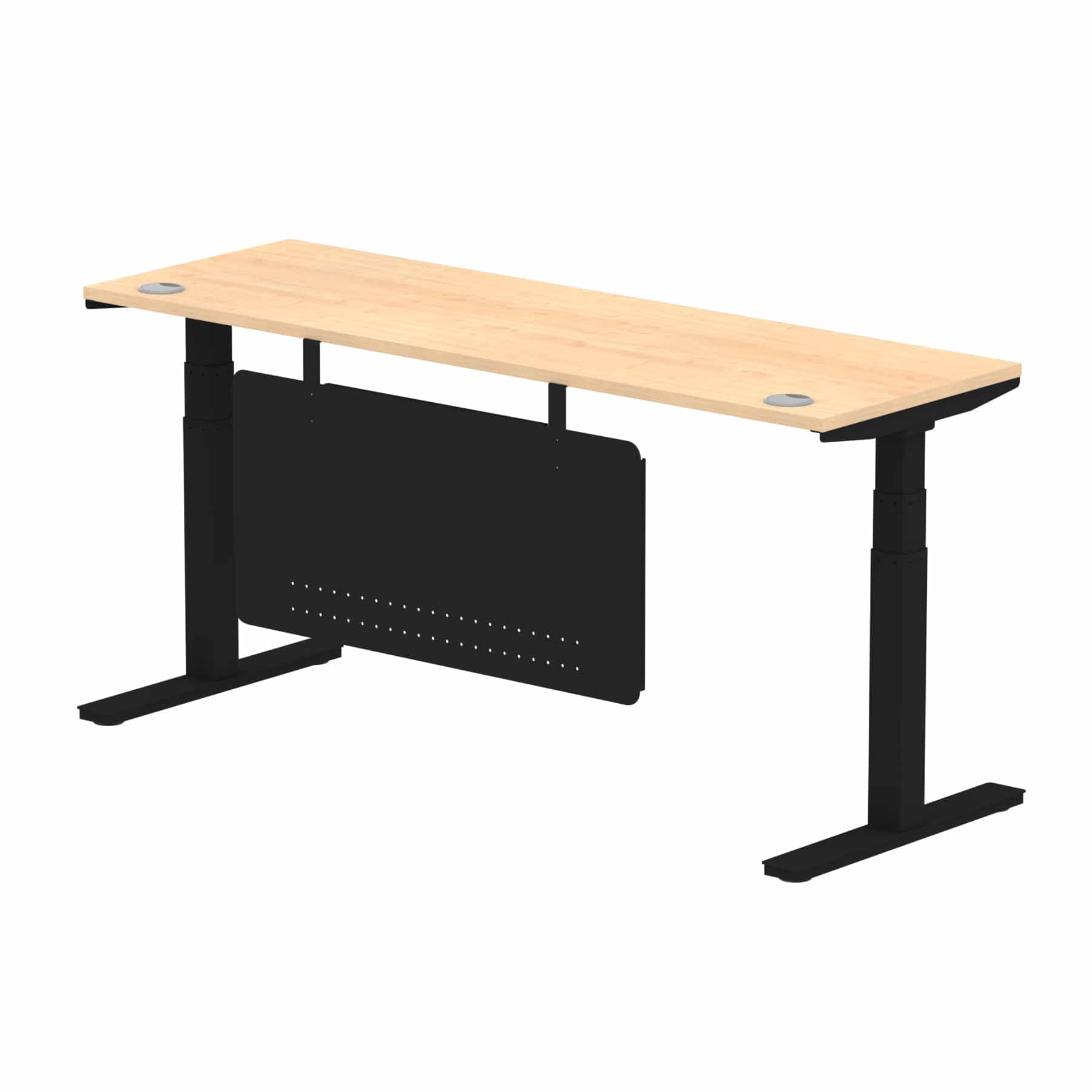 Air Height Adjustable Slimline Desk With Cable Ports With Steel Modesty Panel - Image 257